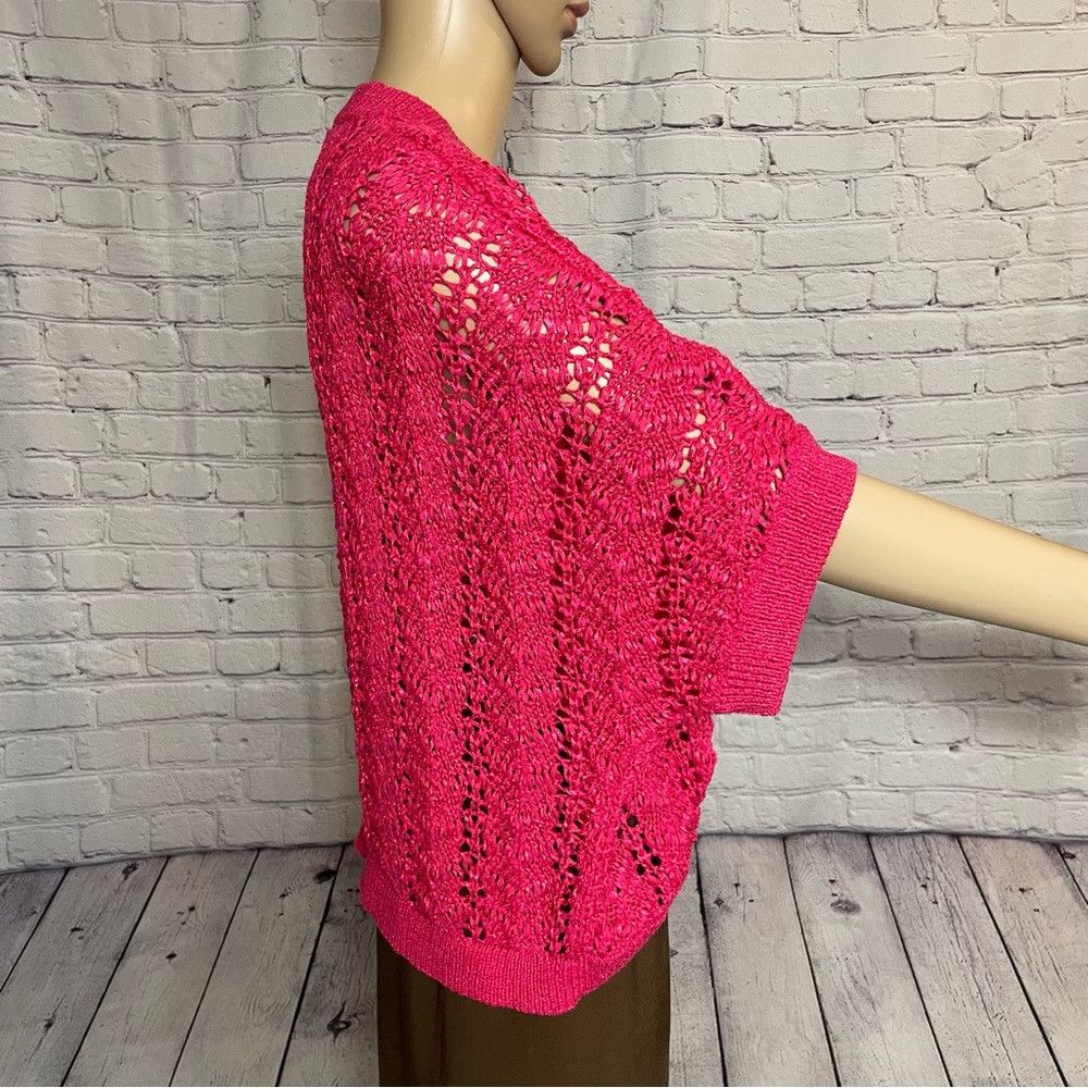 Chicos NWT New Chico's Pink Cotton Blend Knit Shrug Cardigan Size Size XXL / US 16-18 / IT 52-54 - 4 Thumbnail