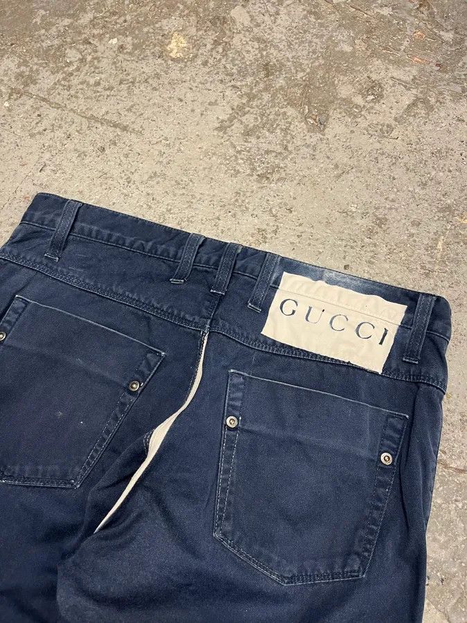 Gucci 2000s Gucci Navy & White Avant-Garde Slim Pants Size US 30 / EU 46 - 9 Thumbnail