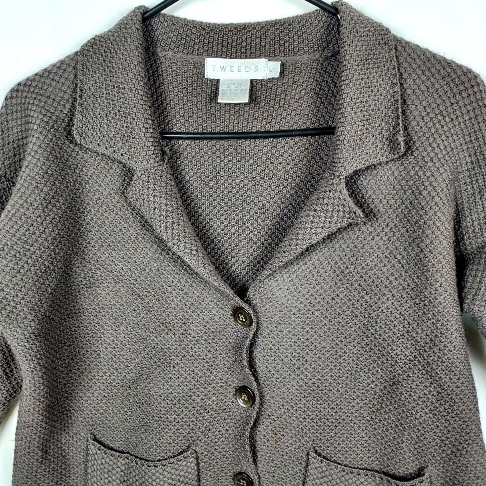 Vintage Tweeds Merino Wool Cardigan Blazer Size S Brown Button Front Jacket Women Regular Cardigan Tweed Solid Long Sleeve Winter Fall Size S / US 4 / IT 40 - 3 Thumbnail