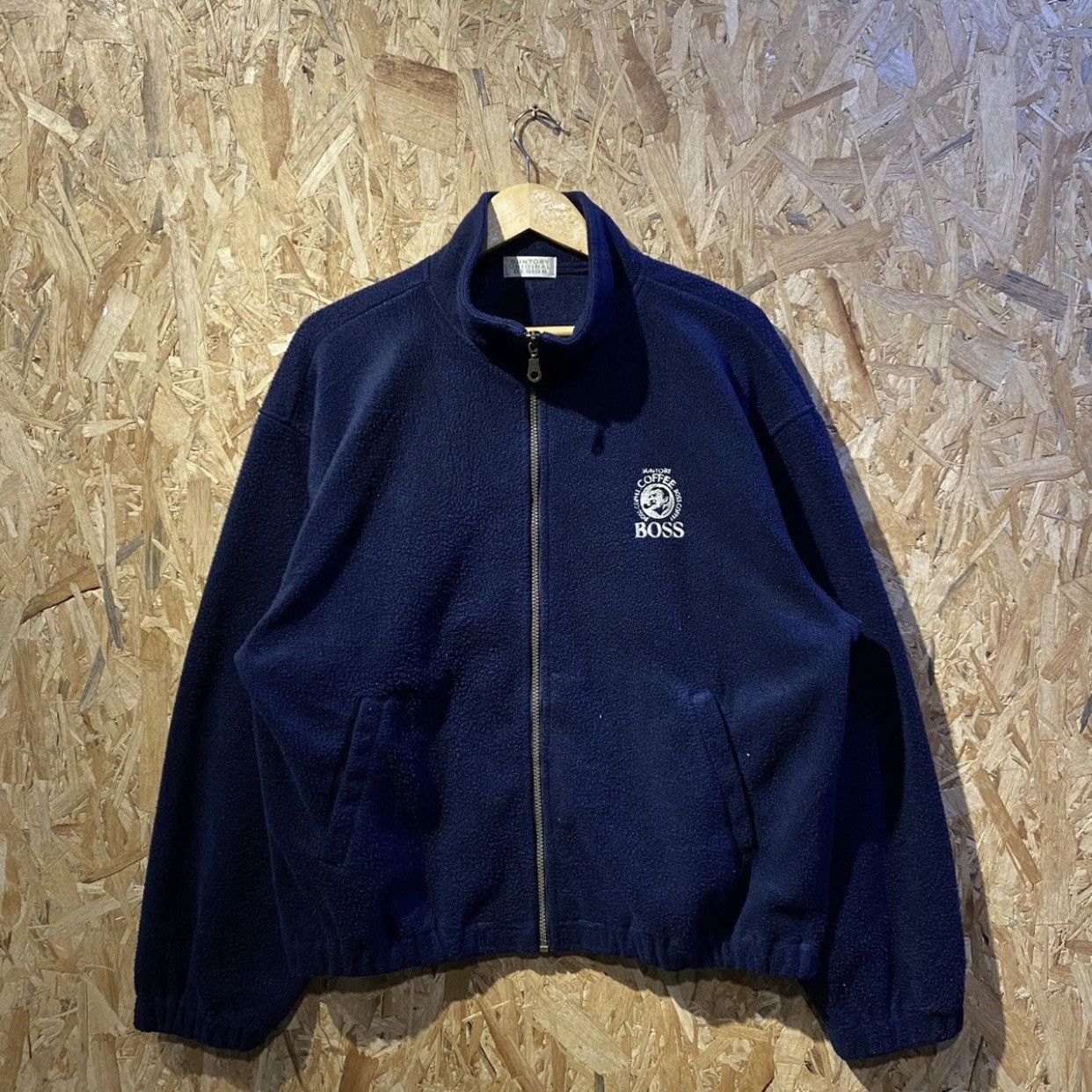 Designer × Vintage 90s Suntory Boss Coffee Fleece Basic Logo jackets Size US L / EU 52-54 / 3 - 1 Thumbnail