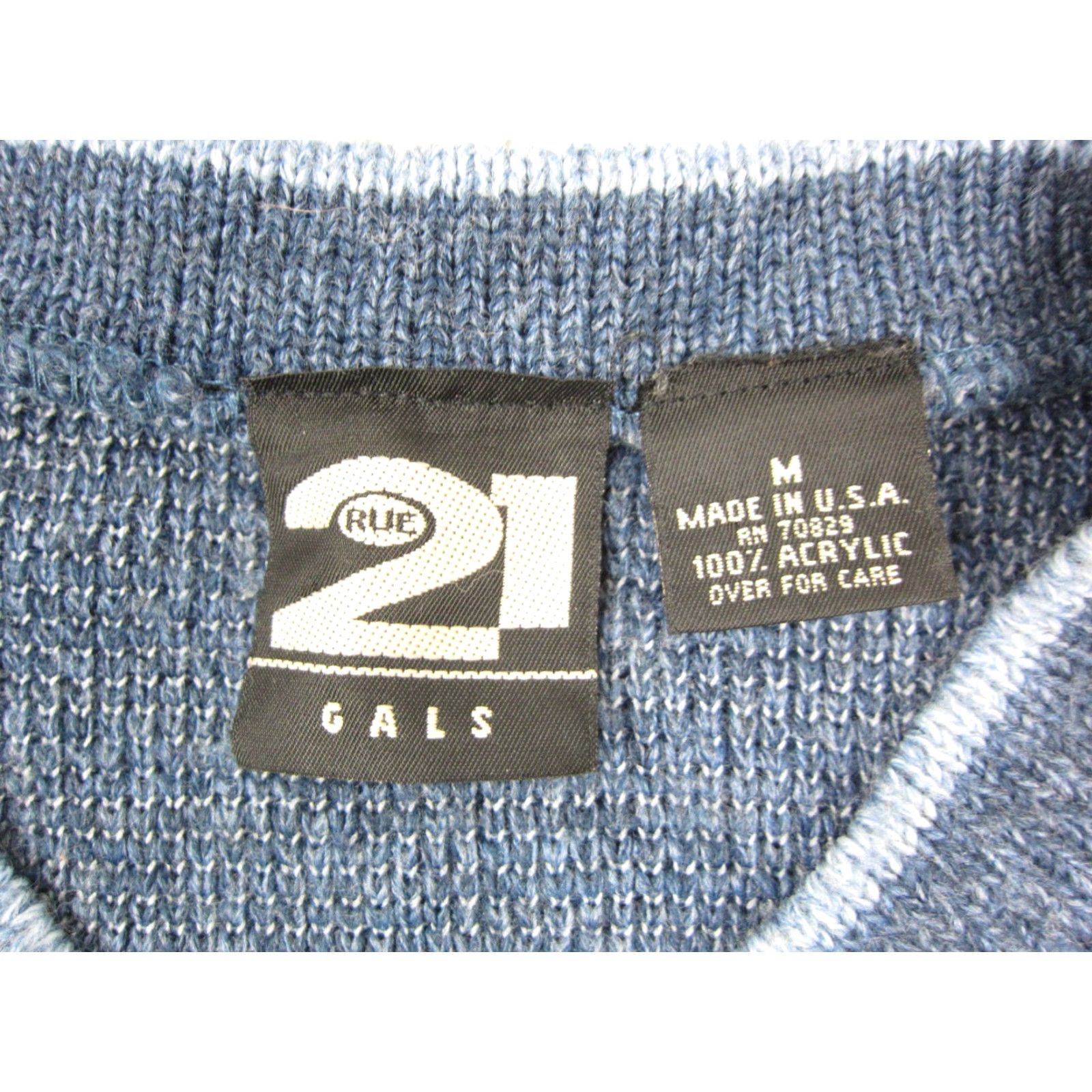 Vintage VINTAGE rue21 Sweater Womens Medium Blue V-Neck Knit Pullover 80s 90s Casual Workwear Size M / US 6-8 / IT 42-44 - 5 Thumbnail