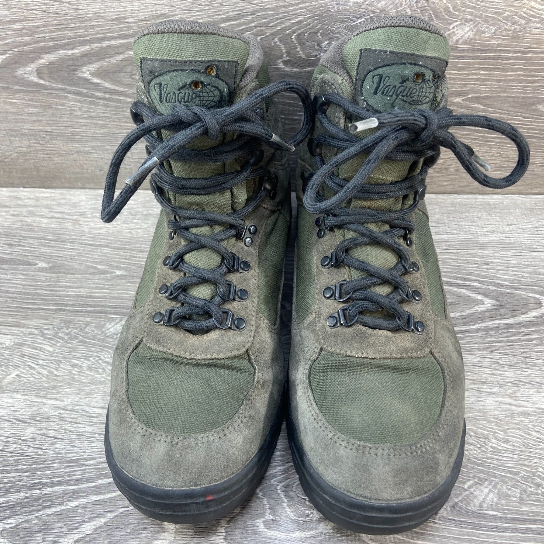 Vasque VINTAGE Vasque Green Gray Suede Leather Canvas Lace Up Hiking Boots Size 10.5 Mens Boots Green Gray 90s Vasque Hiking Boots Size US 10 / EU 43 - 3 Thumbnail