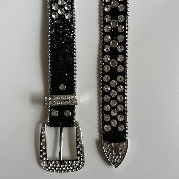 Designer Y2K 2000s skull bones rhinestone crystal grunge punk belt ...