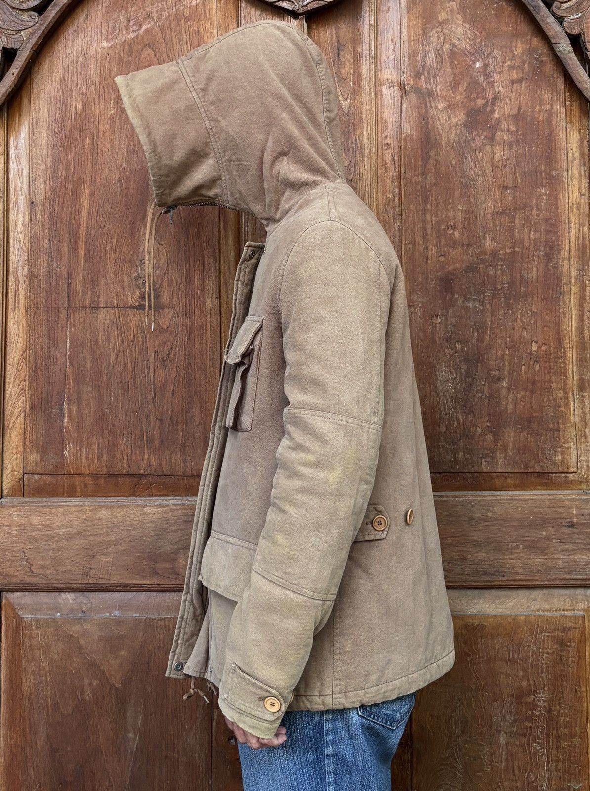 Helmut Lang FREE TAX! Vintage Cotton Military Heavy Coat Jacket Size US S / EU 44-46 / 1 - 15 Thumbnail