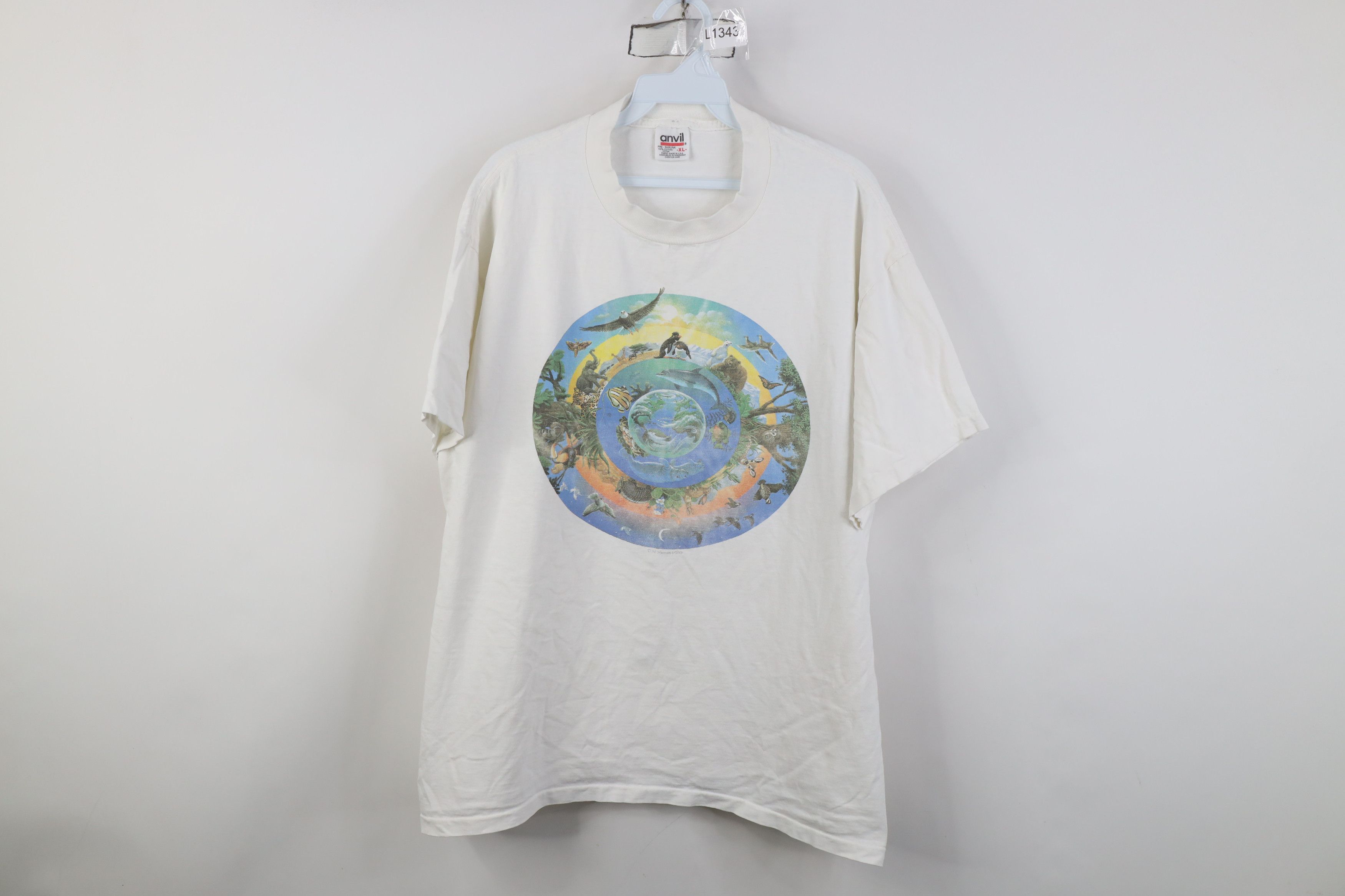 Vintage Vintage 90s Streetwear Humanitees Earth Day Planet T-Shirt Size US XL / EU 56 / 4 - 1 Thumbnail