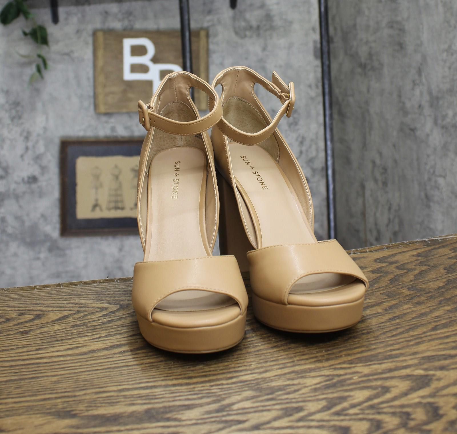 Other Nwt Sun + Stone Block Heel Platform Sandals Nude Brown 11m Size US 11 / IT 41 - 3 Thumbnail