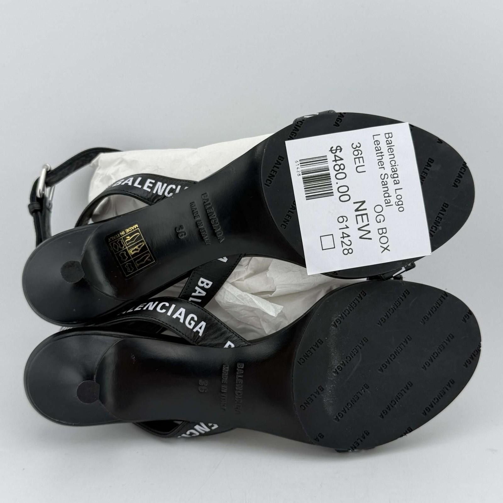 Balenciaga Balenciaga Logo Leather Sandal 36EU New with Box Size US 6 / IT 36 - 7 Thumbnail