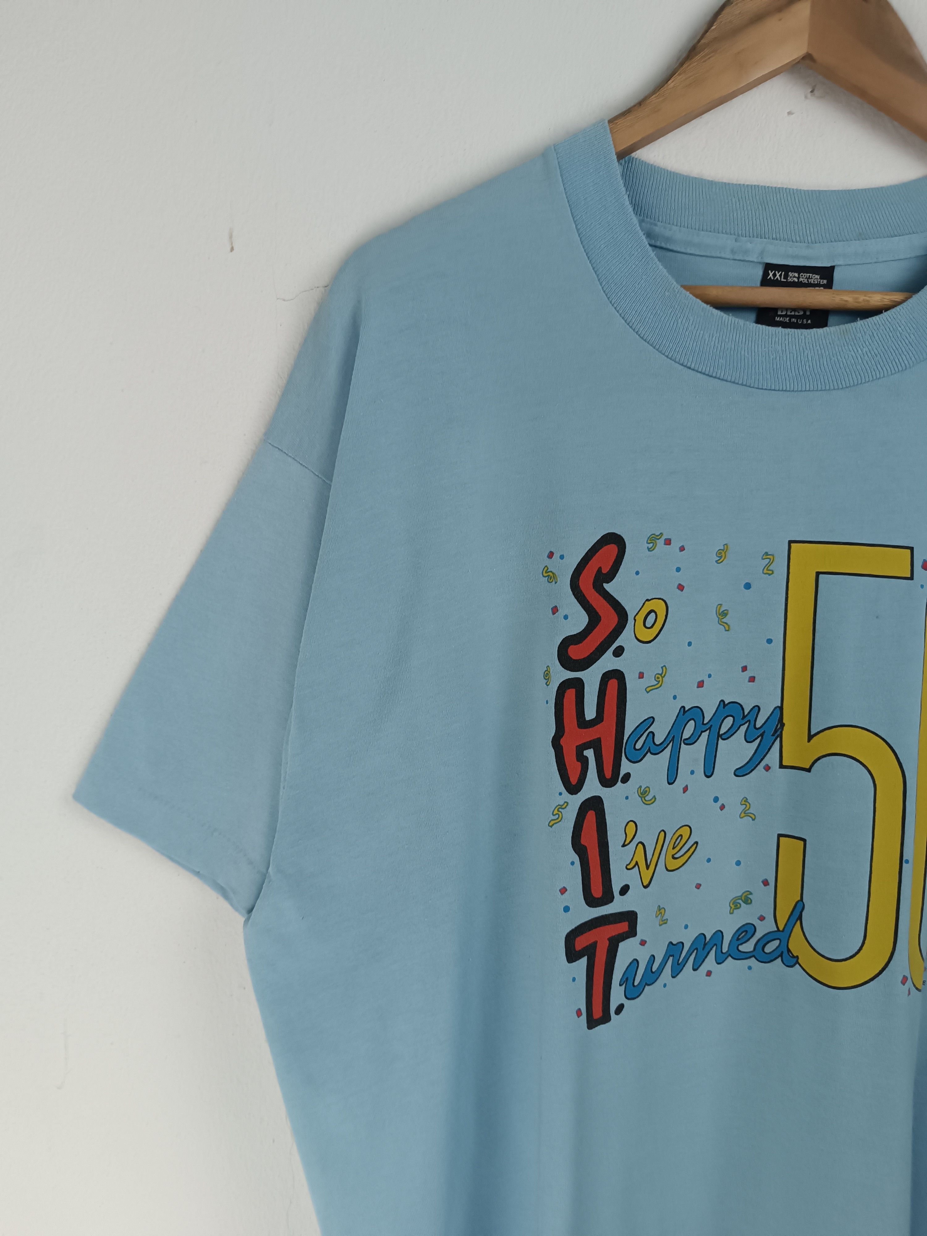 Vintage VINTAGE 80'S SHIT TURNED 50 HUMOR ADULT FUNNY STATEMENT TEE Size US XXL / EU 58 / 5 - 5 Thumbnail