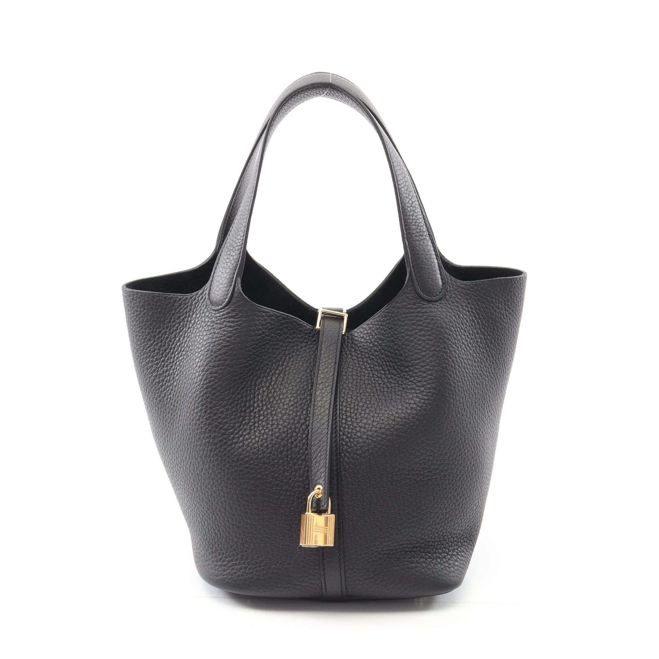 Hermes Hermes Picotane Lock Mm Handbag Clemence Leather Black Gold Hardware Double Engraved Size ONE SIZE - 1 Thumbnail
