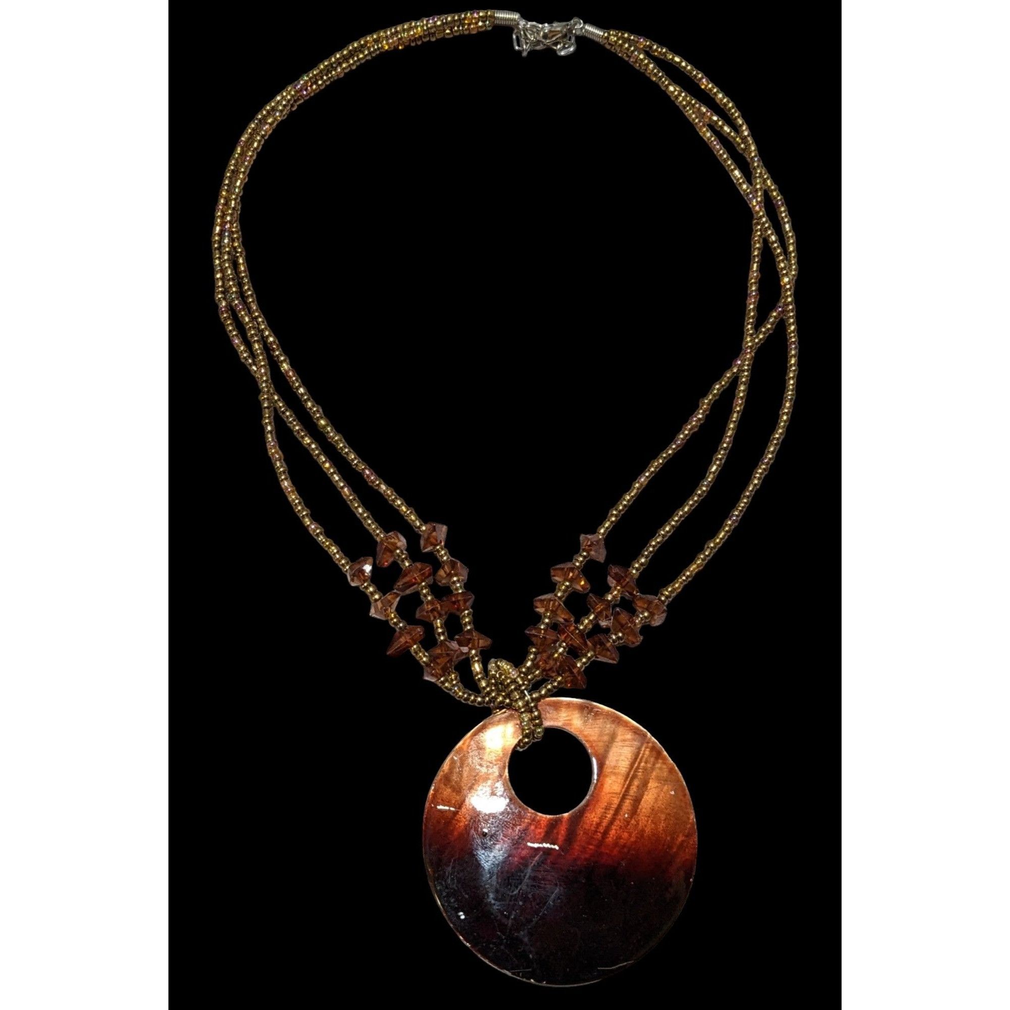 Other Mermaidcore Brown Beaded Shell Pendant Necklace Size ONE SIZE - 1 Thumbnail