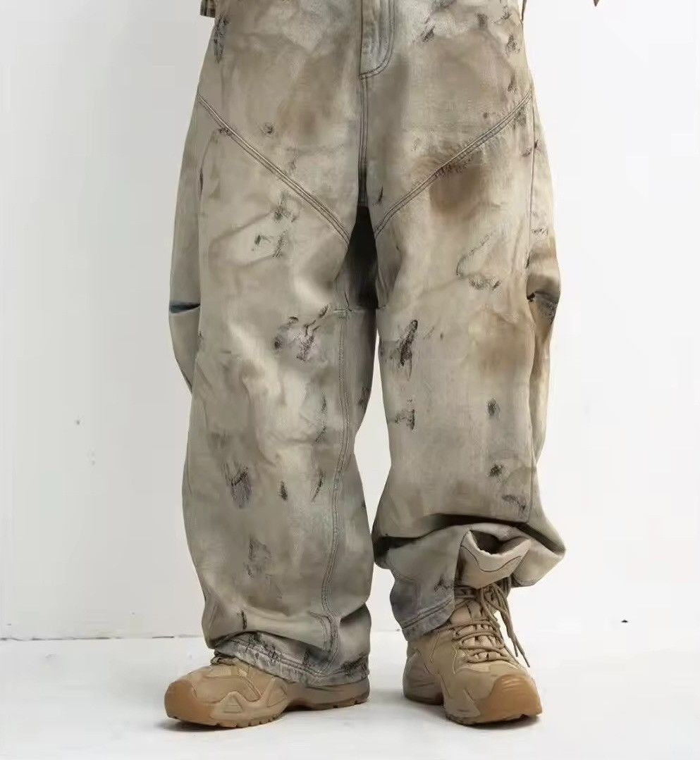 Jewelry High Street Retro Washed Tie-Dye Distressed Jeans Size US 34 / EU 50 - 3 Thumbnail