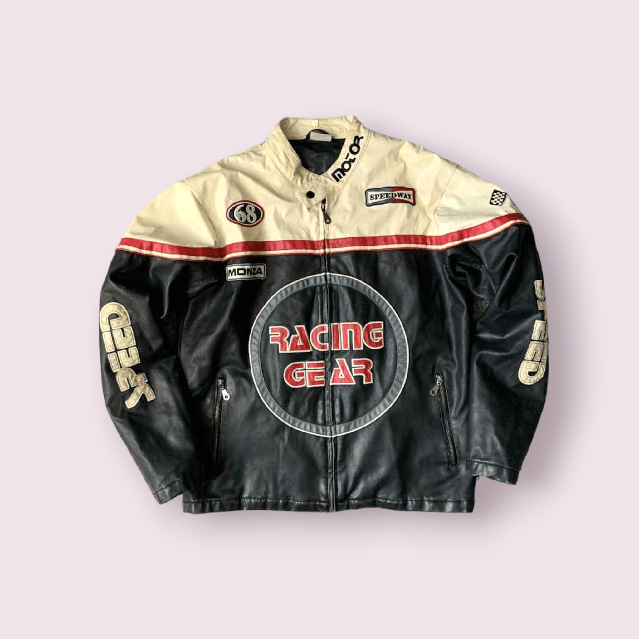 Vintage early 2000s red leather racing jacket