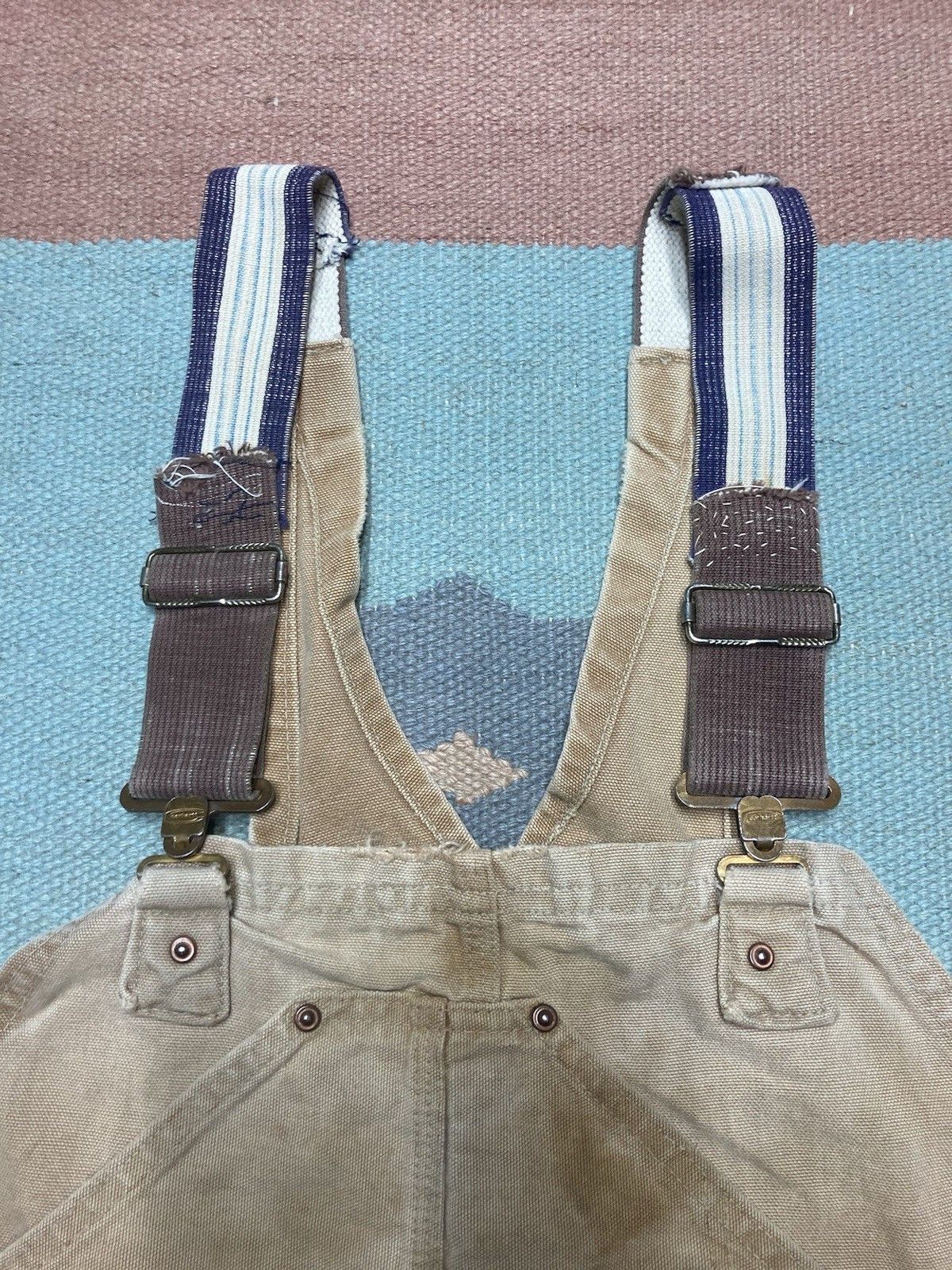 Vintage 1960s 70s carhartt overalls double knee canvas Big C 40x27 Size US 40 / EU 56 - 11 Thumbnail