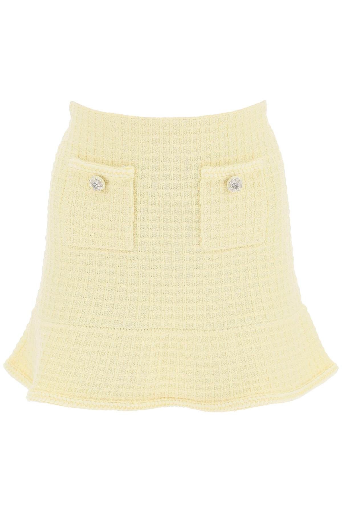 image of Self Portrait "knitted Mini Skirt With Jewel Buttons in Giallo, Women's (Size 26)