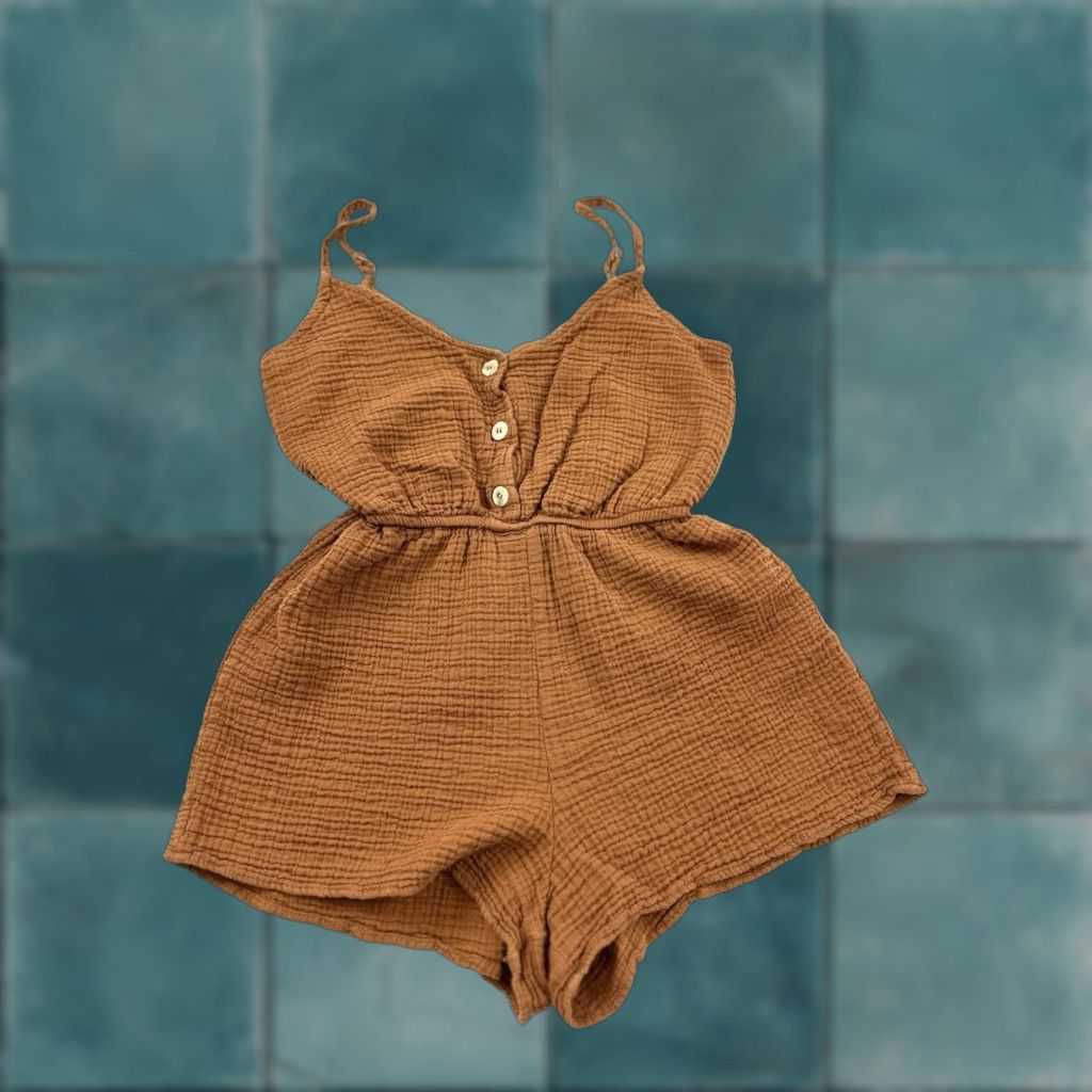 Zara Zara Romper Women’s Small Brown Sleeveless V-Neck Beach Bohemian Size 28" / US 6 / IT 42 - 1 Thumbnail