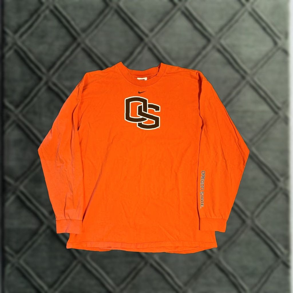 Nike VINTAGE Nike OSU Beavers Long Sleeve T-Shirt Check Center Orange L Men Size US L / EU 52-54 / 3 - 1 Thumbnail