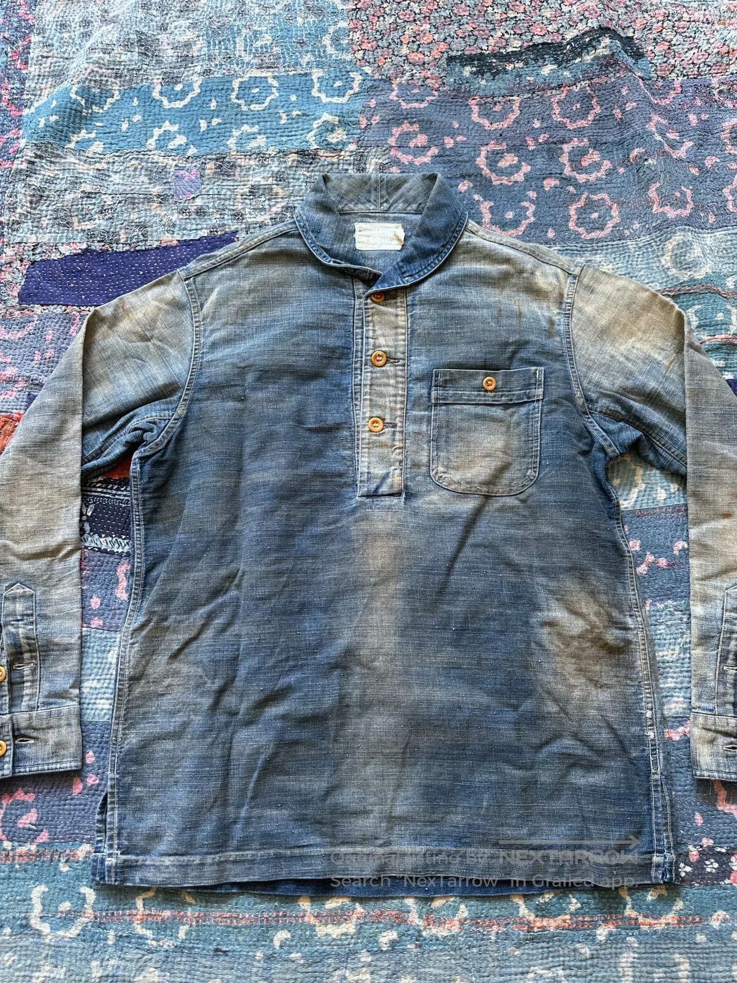 vintage washed denim pullover shirt.