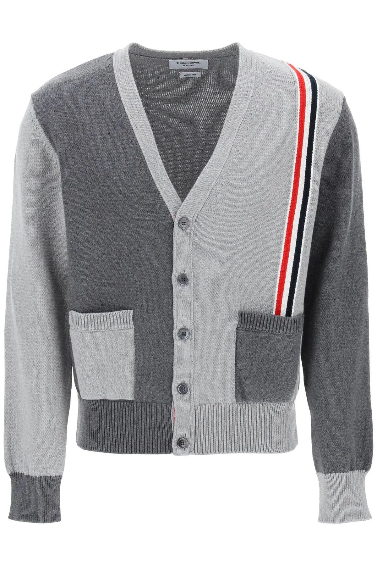 image of Thom Browne O1S22I1N0324 Cotton Funmix Cardigan In Grey, Men's (Size Small)