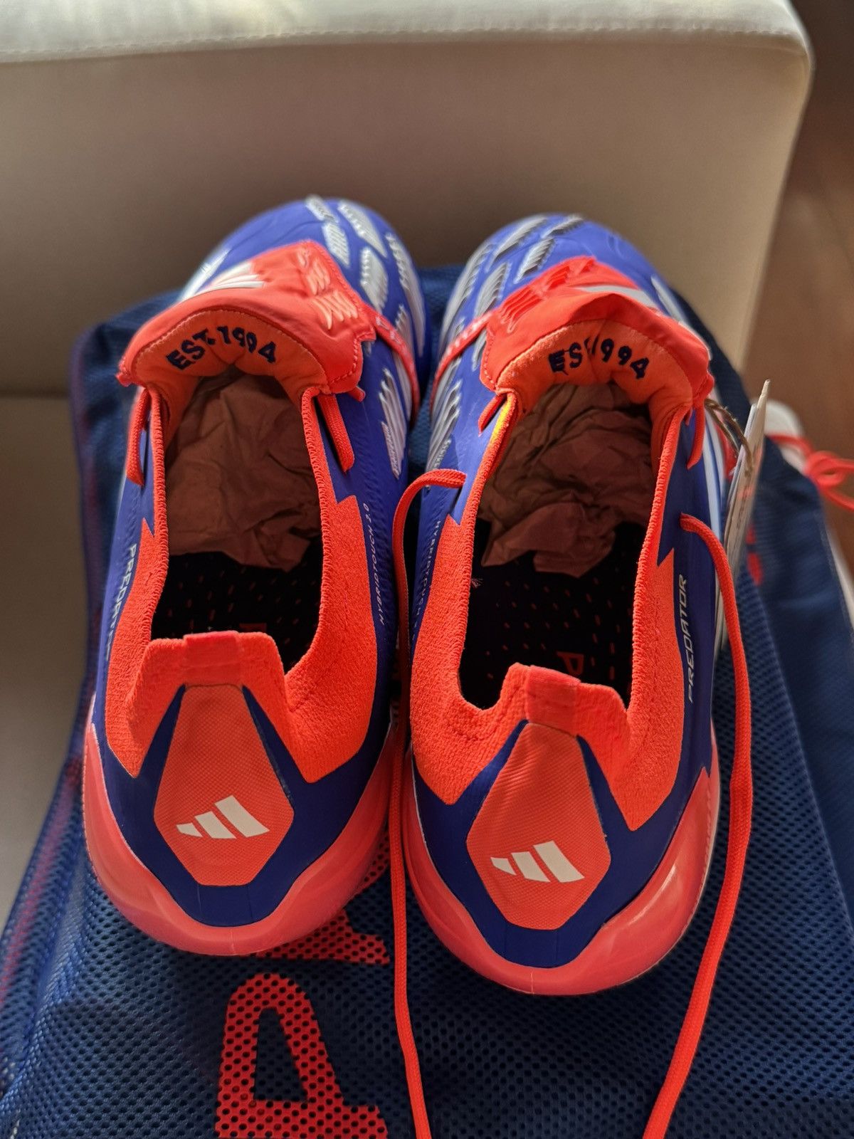 Adidas Adidas Predator 24 FG Elite Tongue Lucid Blue Solar Red Size US 10.5 / EU 43-44 - 14 Thumbnail