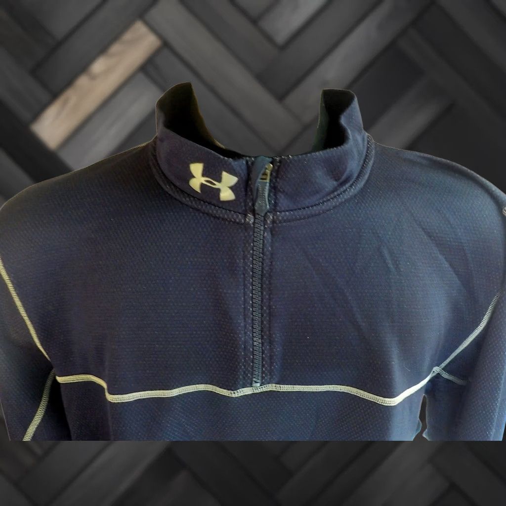 Under Armour UNDER ARMOUR ColdGear 1/4 Zip Pullover Navy Gray Mens 2XL Size US XXL / EU 58 / 5 - 1 Thumbnail