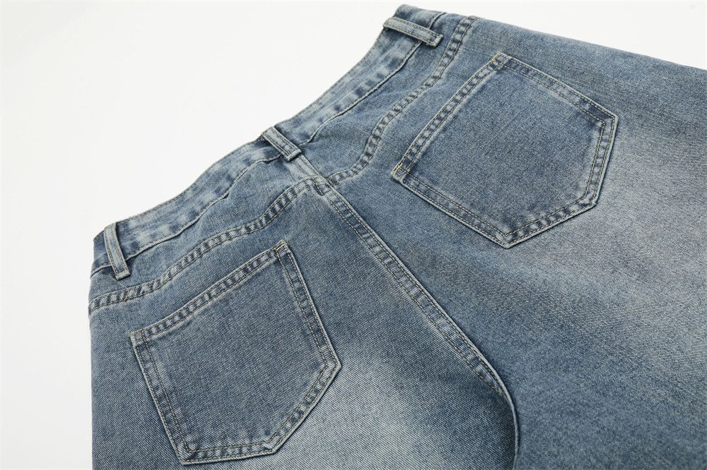 Jean Men's embroidered lettering washed distressed scimitar jeans Size US 32 / EU 48 - 5 Thumbnail