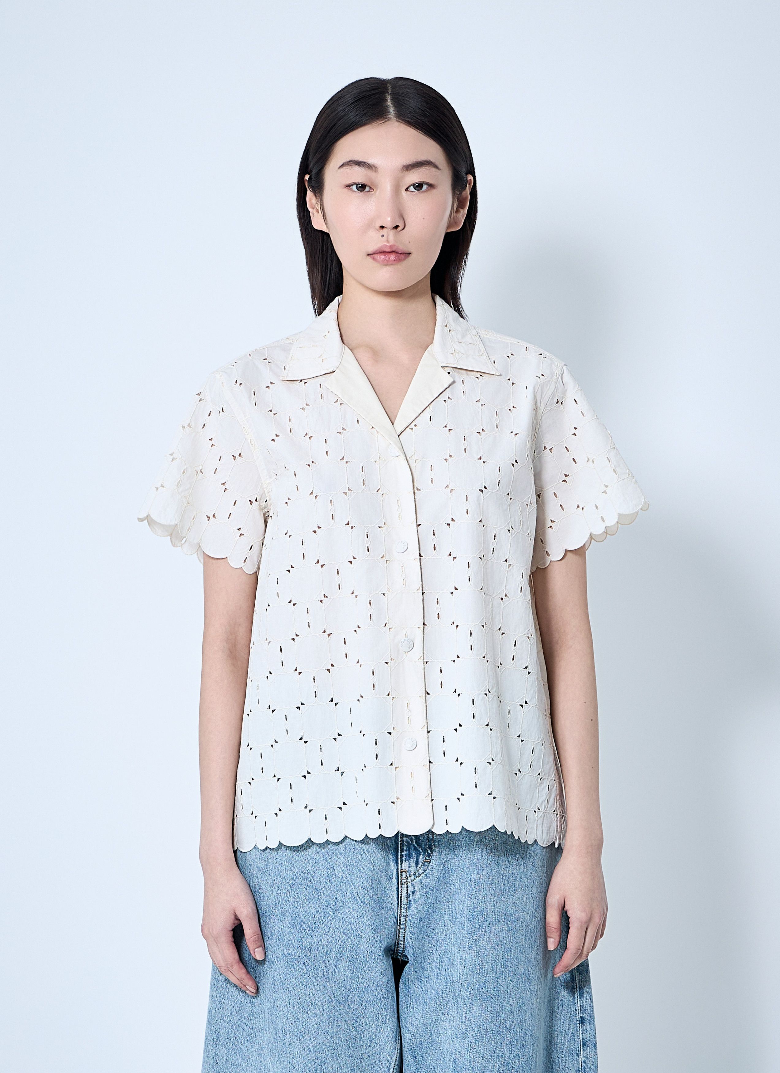Lace Button-Down Shirt