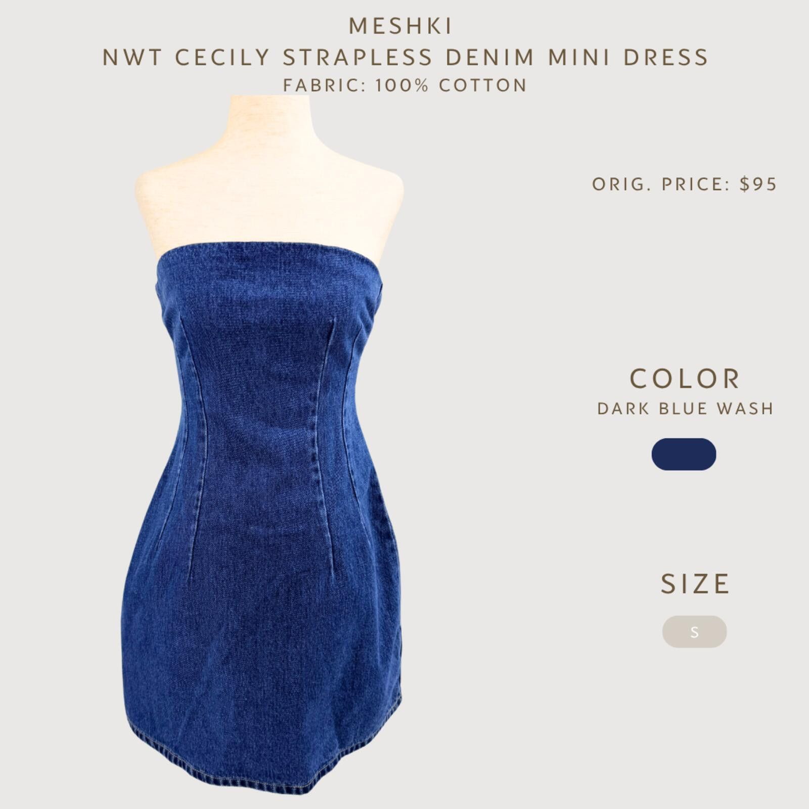 Other Meshki Cecily Strapless Denim Mini Dress NWT S Size S / US 4 / IT 40 - 2 Thumbnail