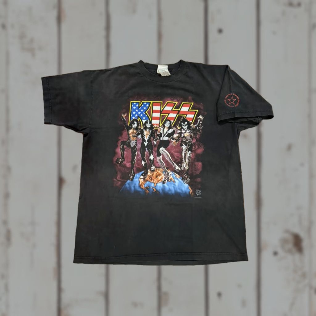 VINTAGE KISS T-SHIRT ALIVE WORLDWIDE LIMITED EDITION BLACK XL Cronies Men Short Sleeve Knit 100% Cotton Round Neck 1996 70s 80s 90s Band Rock