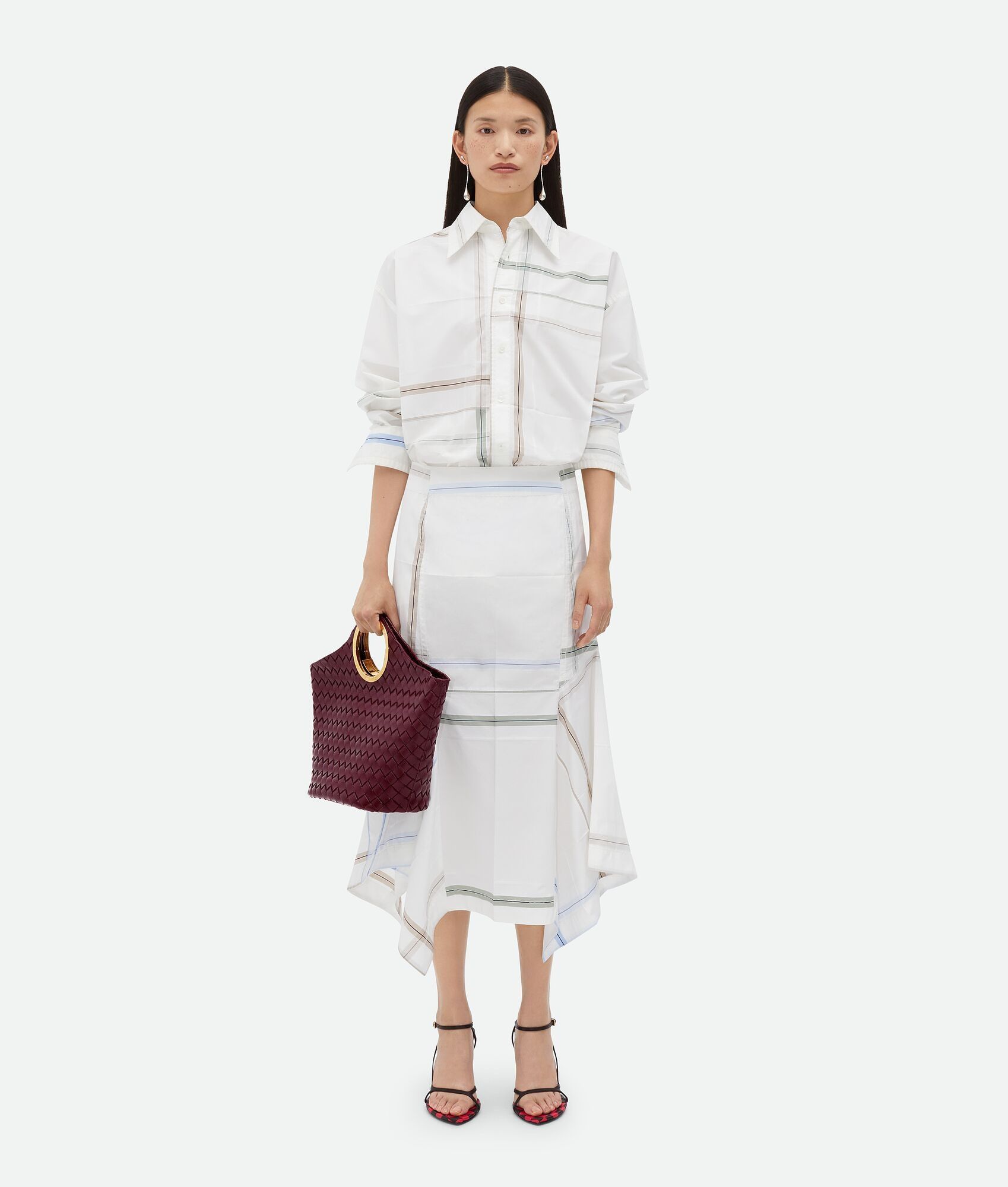 Bottega Veneta o1y0725 Checked Shirt in White Size XS / US 0-2 / IT 36-38 - 5 Thumbnail