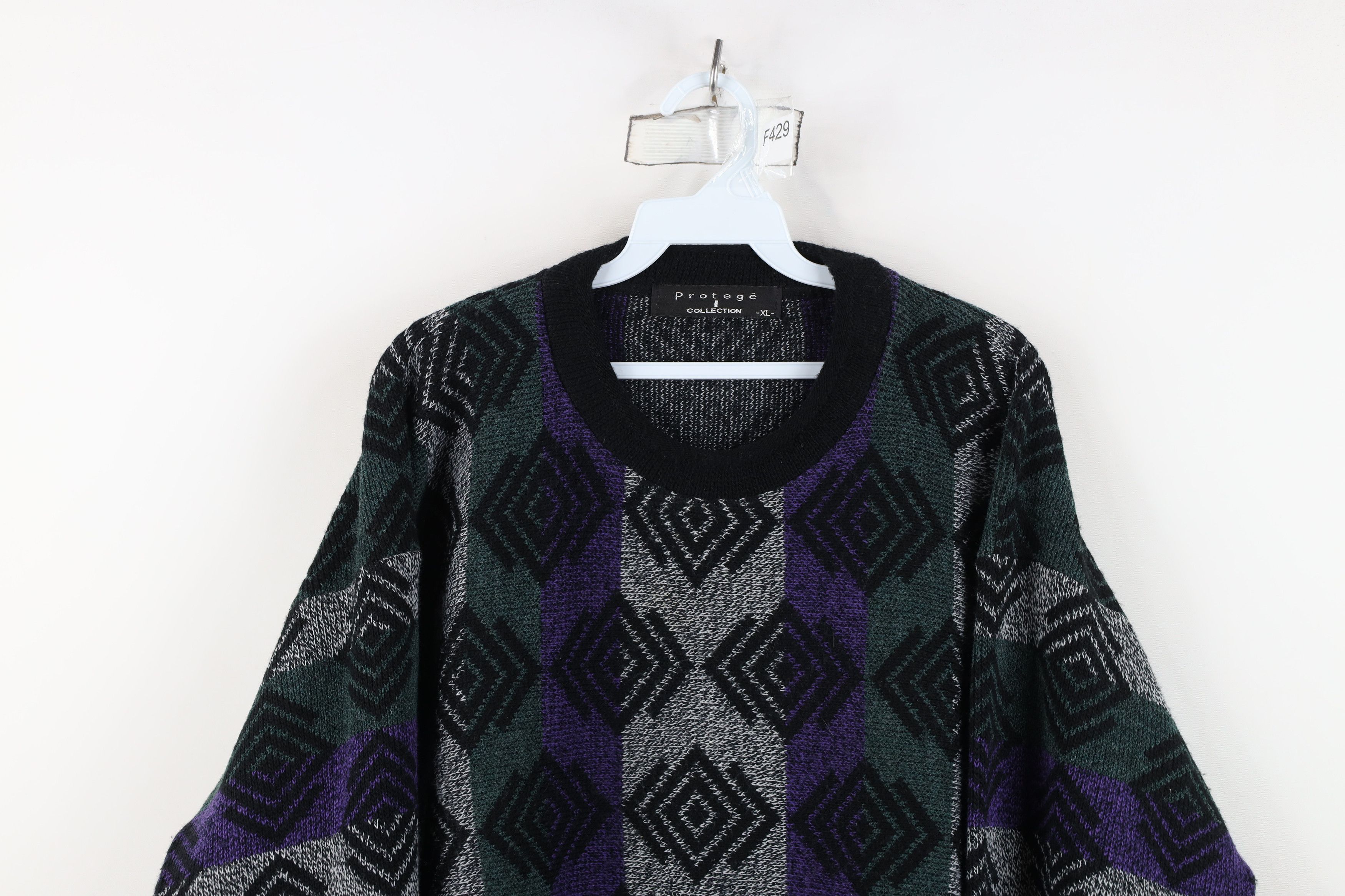Vintage Vintage 90s Coogi Style Striped Geometric Knit Sweater USA Size US XL / EU 56 / 4 - 2 Thumbnail