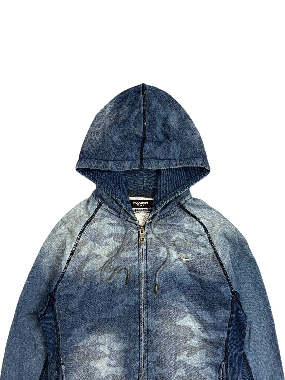 Hysteric Glamour 2000s 1PIU1GUALE3 - Washed Blue Camo Zip Hoodie Size US M / EU 48-50 / 2 - 4 Thumbnail