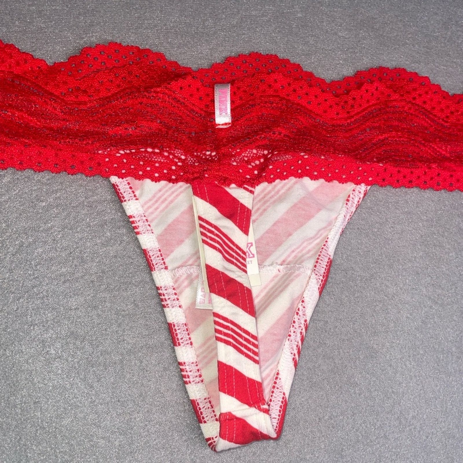 Victoria's Secret Victoria’s Secret Thong Panty Candy Stripes NEW Medium Size ONE SIZE - 5 Thumbnail