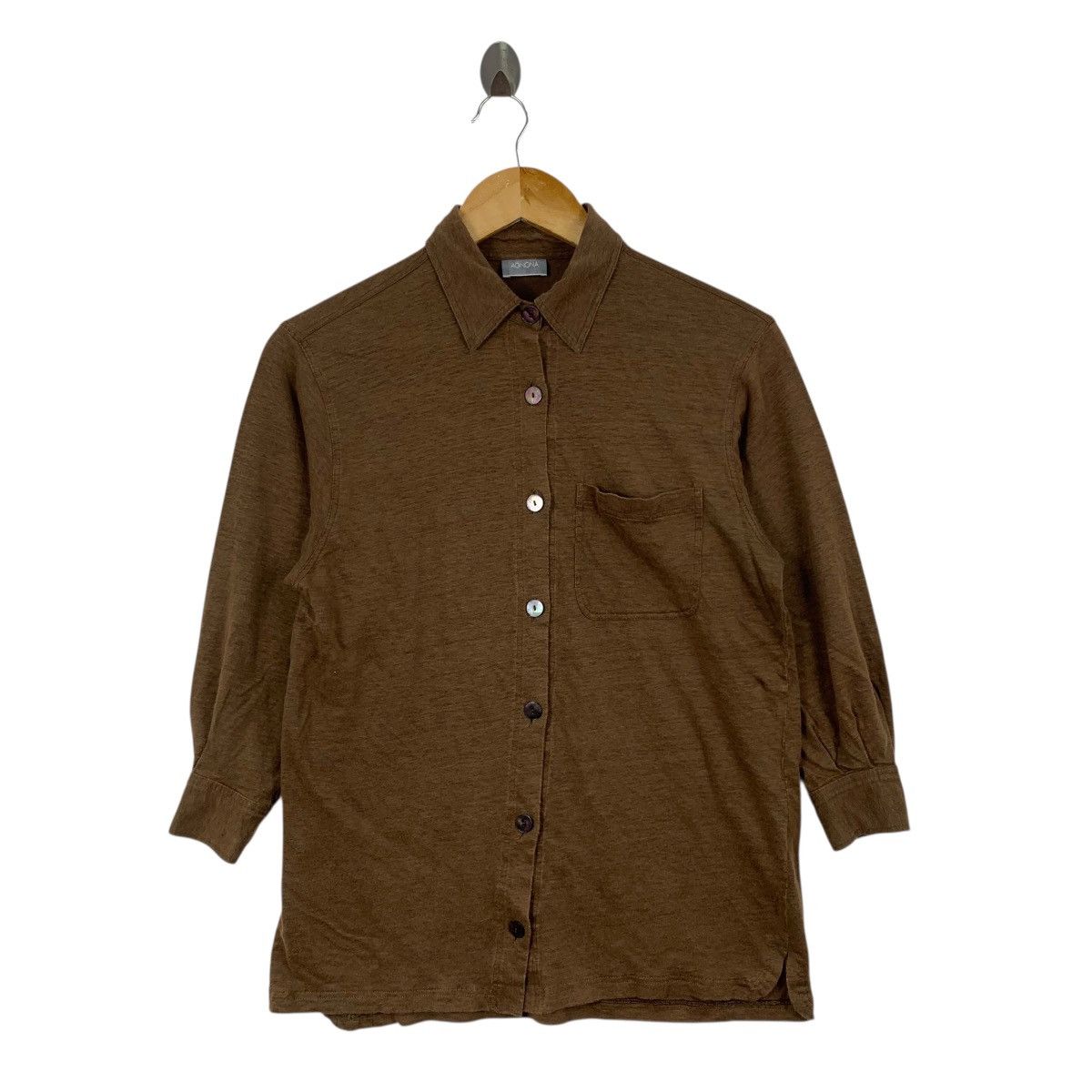 Vintage AGNONA Linen Button Up Plain Shirt