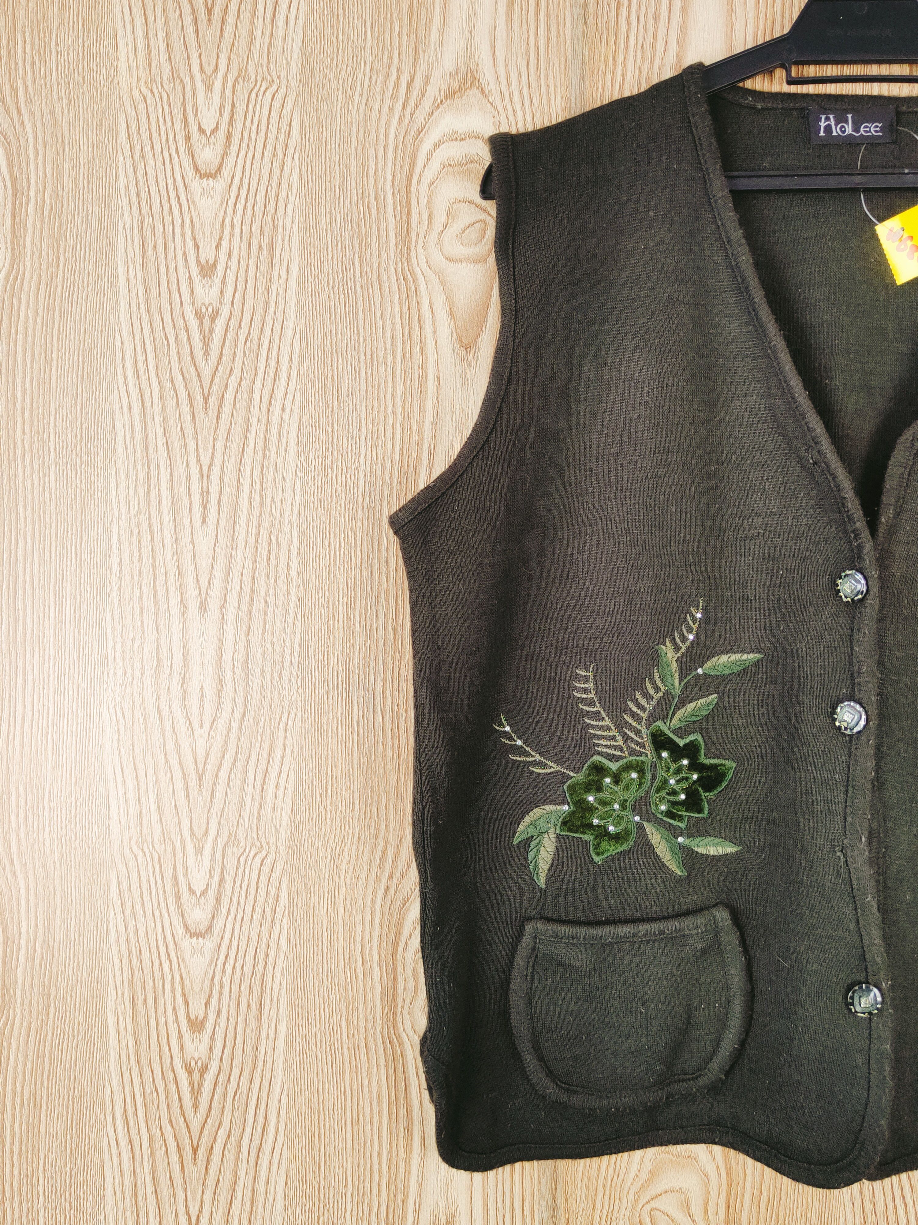 Homespun Knitwear × Japanese Brand × Vintage Holee Dark Green Knitwear Button Up Vests #W686 Size L / US 10 / IT 46 - 4 Thumbnail