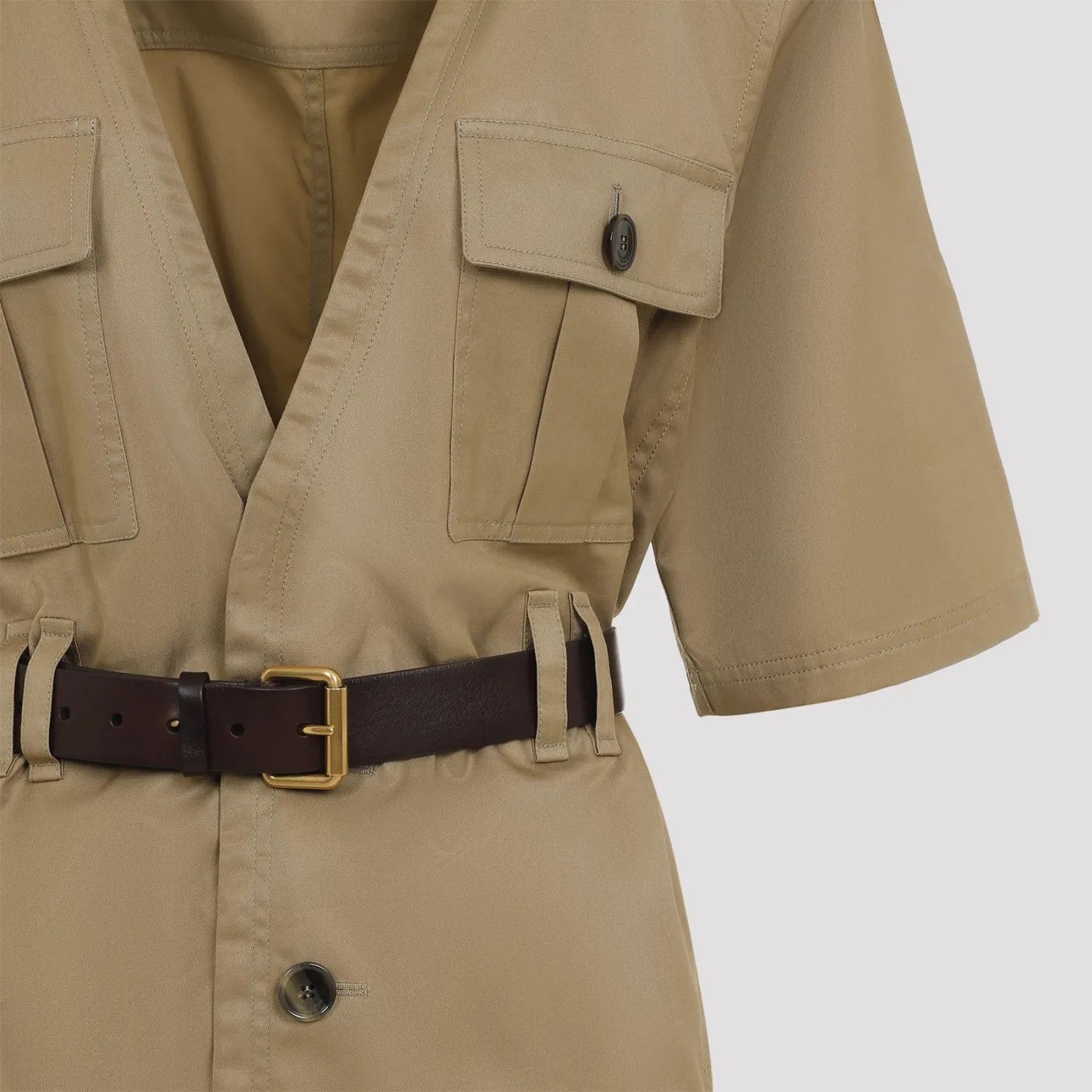 Saint Laurent Paris o1bcso1str1125 Saharienne Dress In Cotton Twill in Beige Size M / US 6-8 / IT 42-44 - 3 Thumbnail