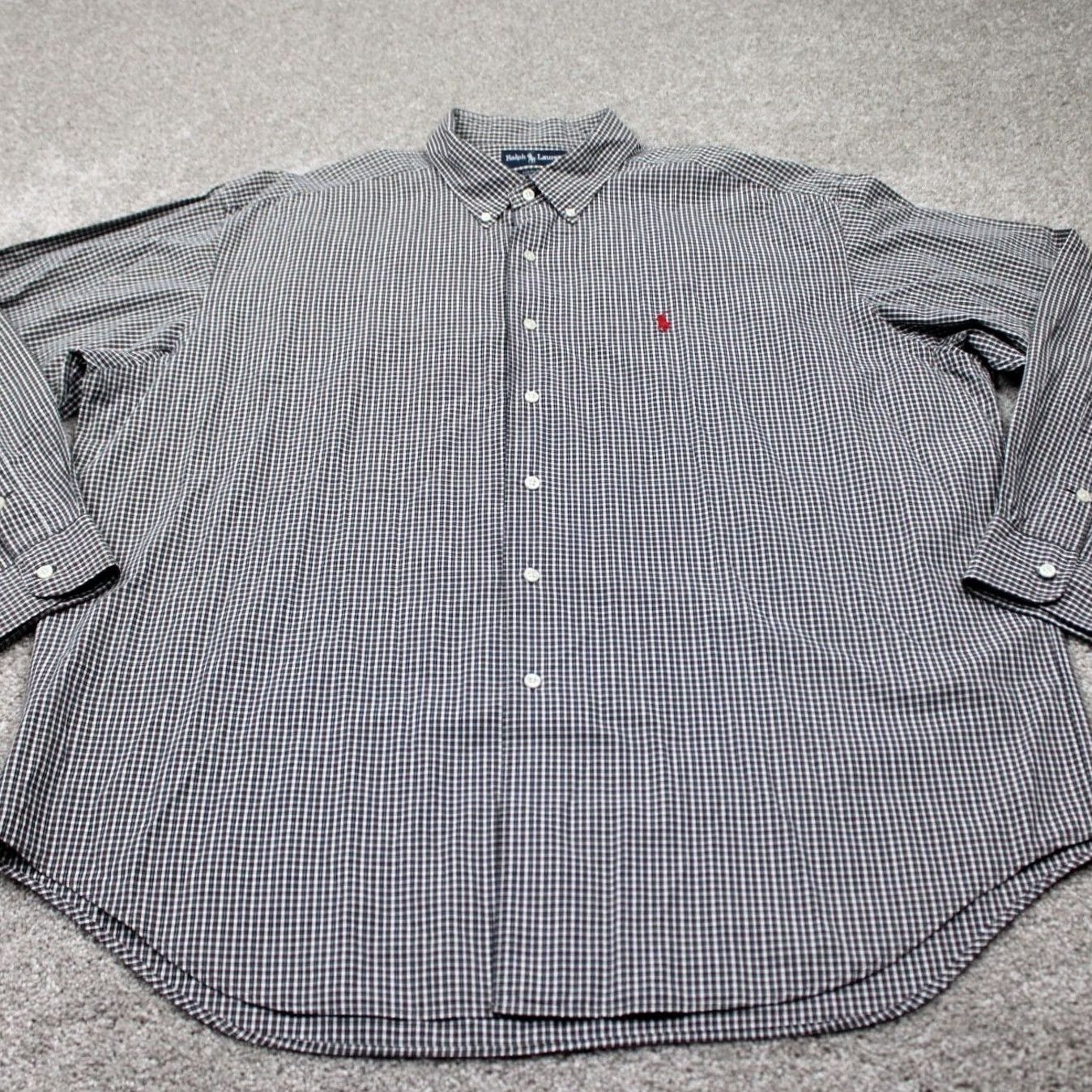 Ralph Lauren Ralph Lauren Shirt Men 2XL Gray/White Marlowe 100% Cotton Long Sleeve Button-Up Knit Polo Size US XXL / EU 58 / 5 - 3 Thumbnail