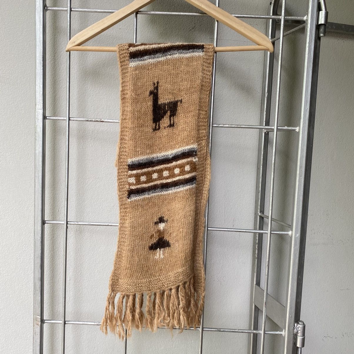 Designer × Japanese Brand Camel Brown Alpaca Pattern Scarf Size ONE SIZE - 5 Thumbnail