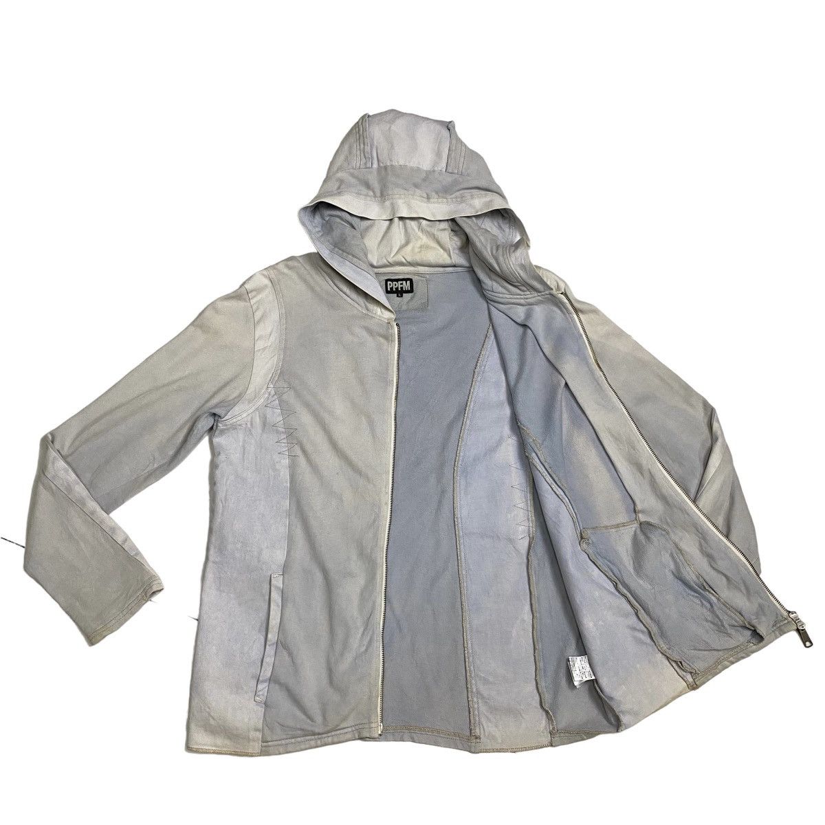Japanese Brand PPFM faded denim mix cotton hoodie jacket Size US M / EU 48-50 / 2 - 7 Thumbnail