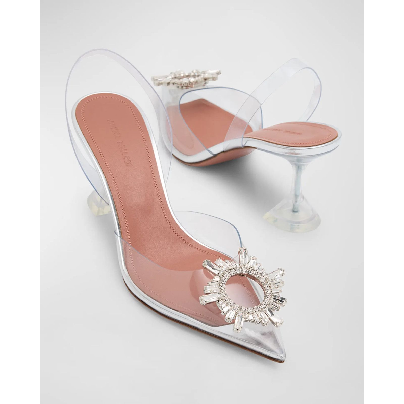 Amina Muaddi Begum Glass PVC Crystal Slingback Sandal Heel Pump 39.5 Size US 9.5 / IT 39.5 - 7 Thumbnail