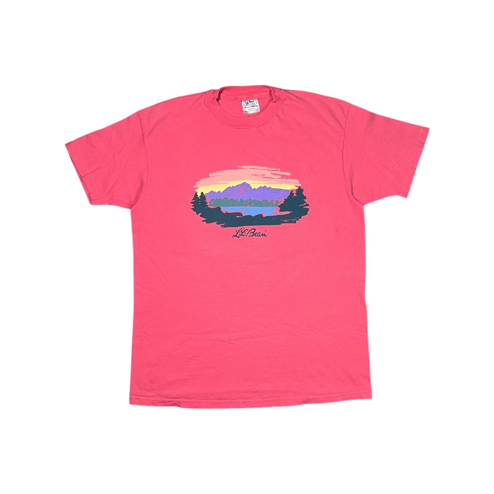 L.L. Bean × Vintage Vintage 90s LL Bean Hanes Mount Katahdin salmon logo art tee Size US XL / EU 56 / 4 - 1 Thumbnail