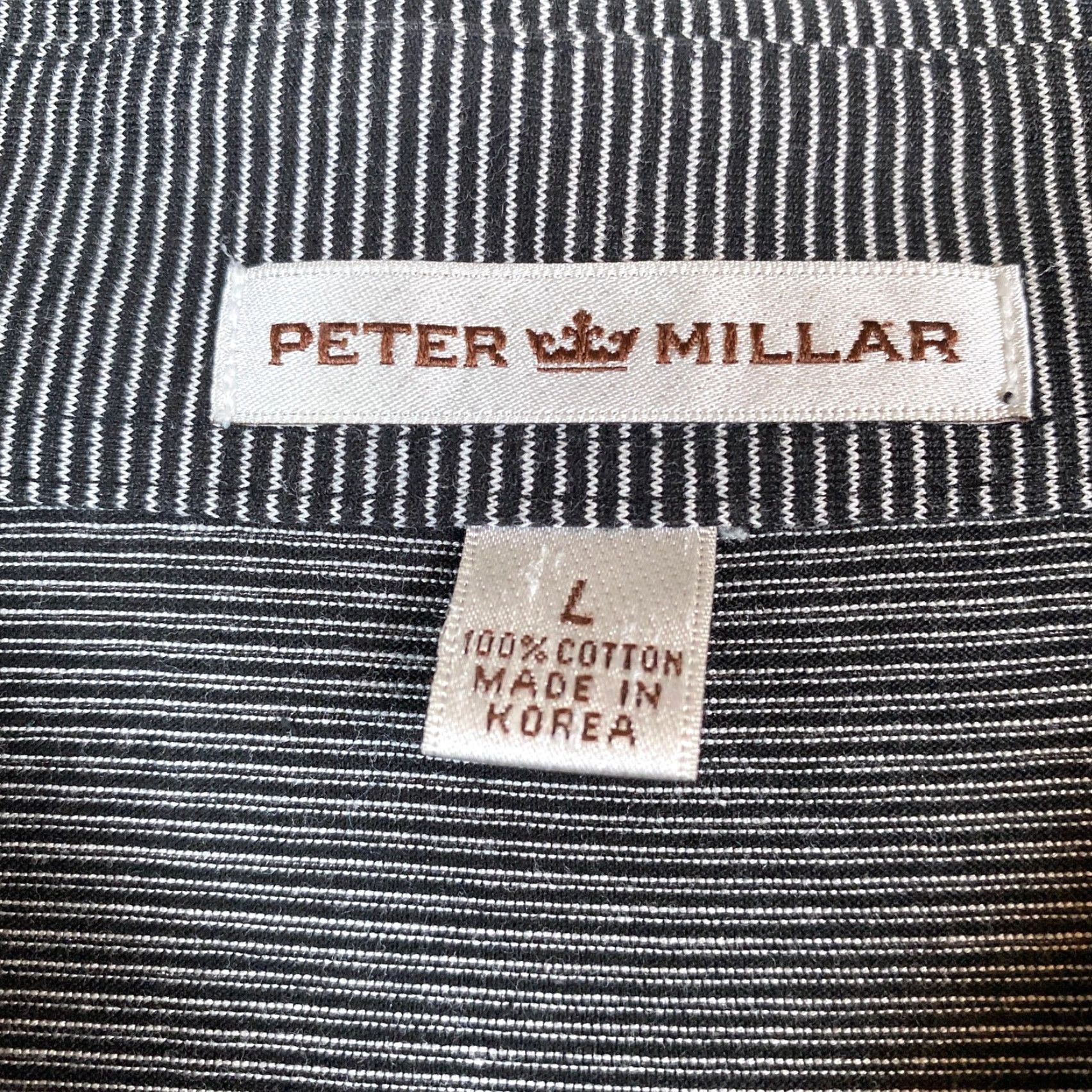 Peter Millar Peter Millar Mens Shirt Black White Stripe Short Sleeve Polo 100% Cotton Large Size US L / EU 52-54 / 3 - 6 Thumbnail