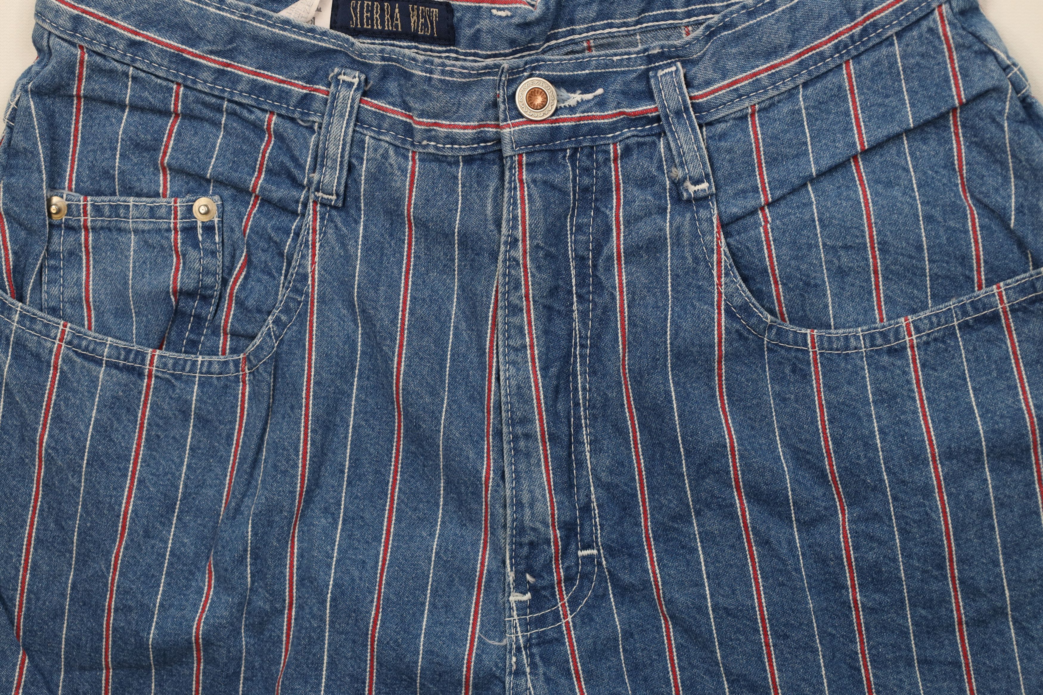 Vintage Vintage 90s Streetwear Cuffed Striped Denim Jean Shorts Size 34" / US 12 / IT 48 - 3 Thumbnail