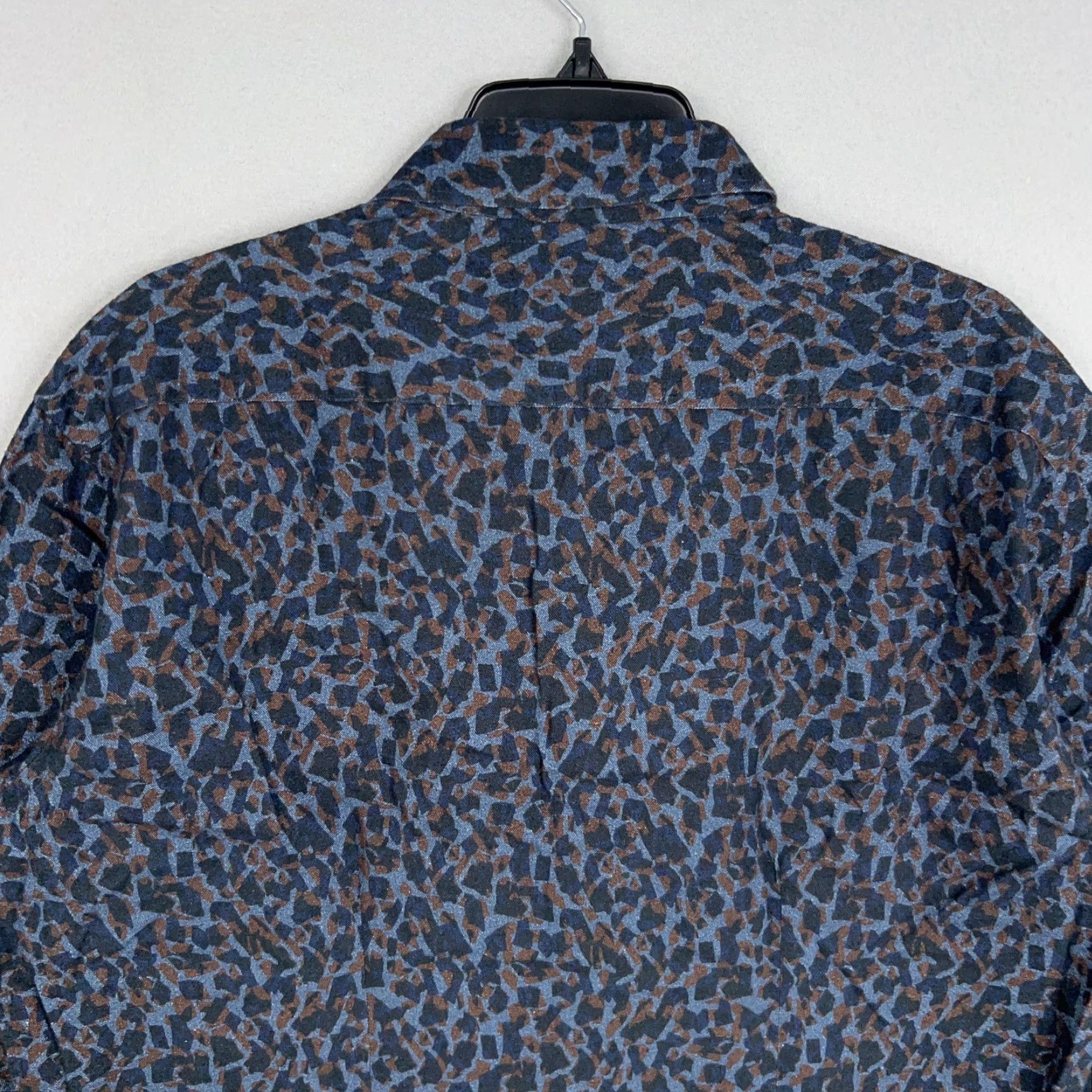 Vintage Culturata Shirt Mens XL Blue Brown Geometric Print Tailored Fit Made Italy Dress Shirt Mens XL Blue Brown Geometric Print Italy Dress Shirt Size 46R - 7 Thumbnail