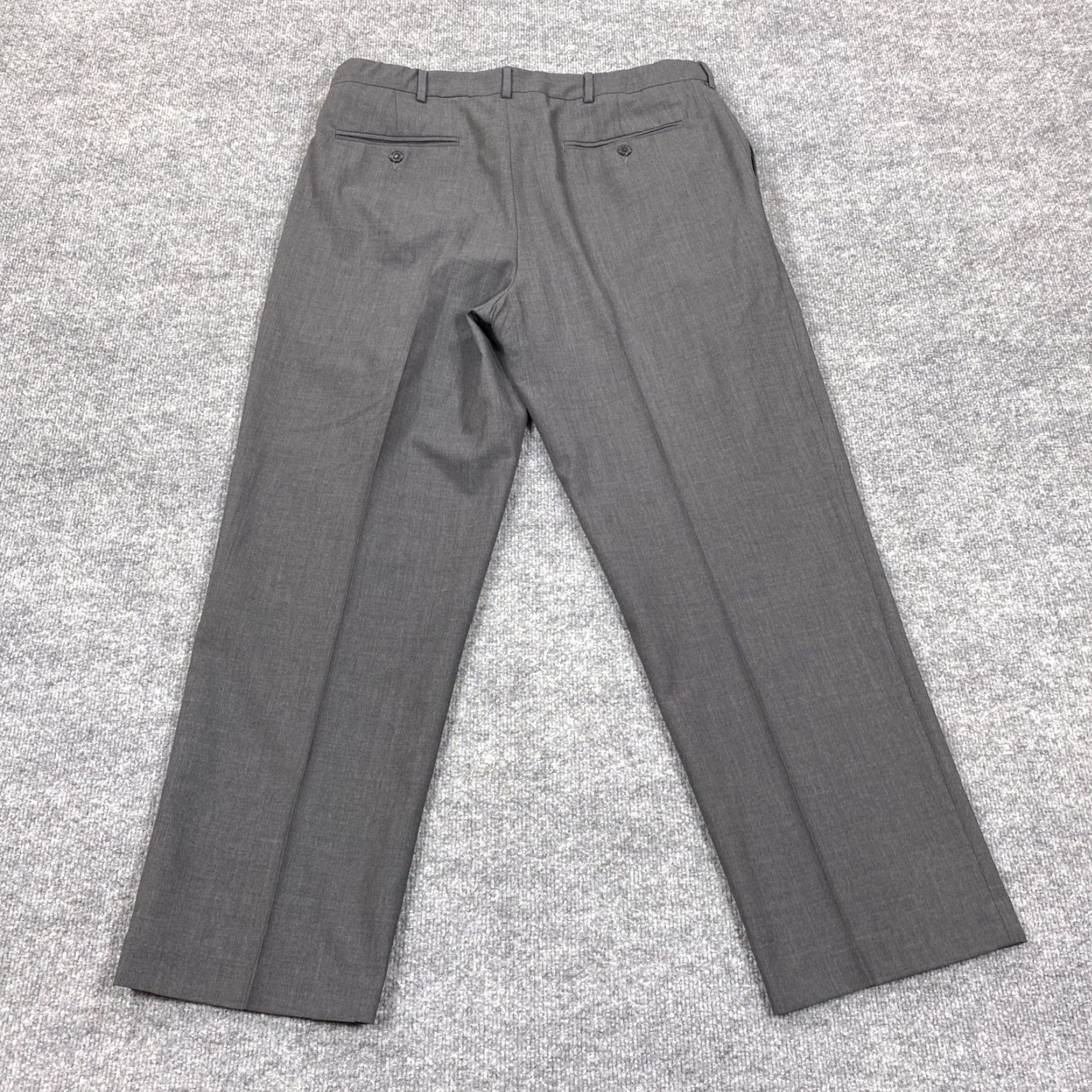 Lands' End Lands' End Dress Pants Mens 37 Gray 100% Wool Traditional Fit Double Pleated Dress Pants Men's Gray Solid Wool Pants Business Formal Slacks Mens Size US 37 - 2 Thumbnail