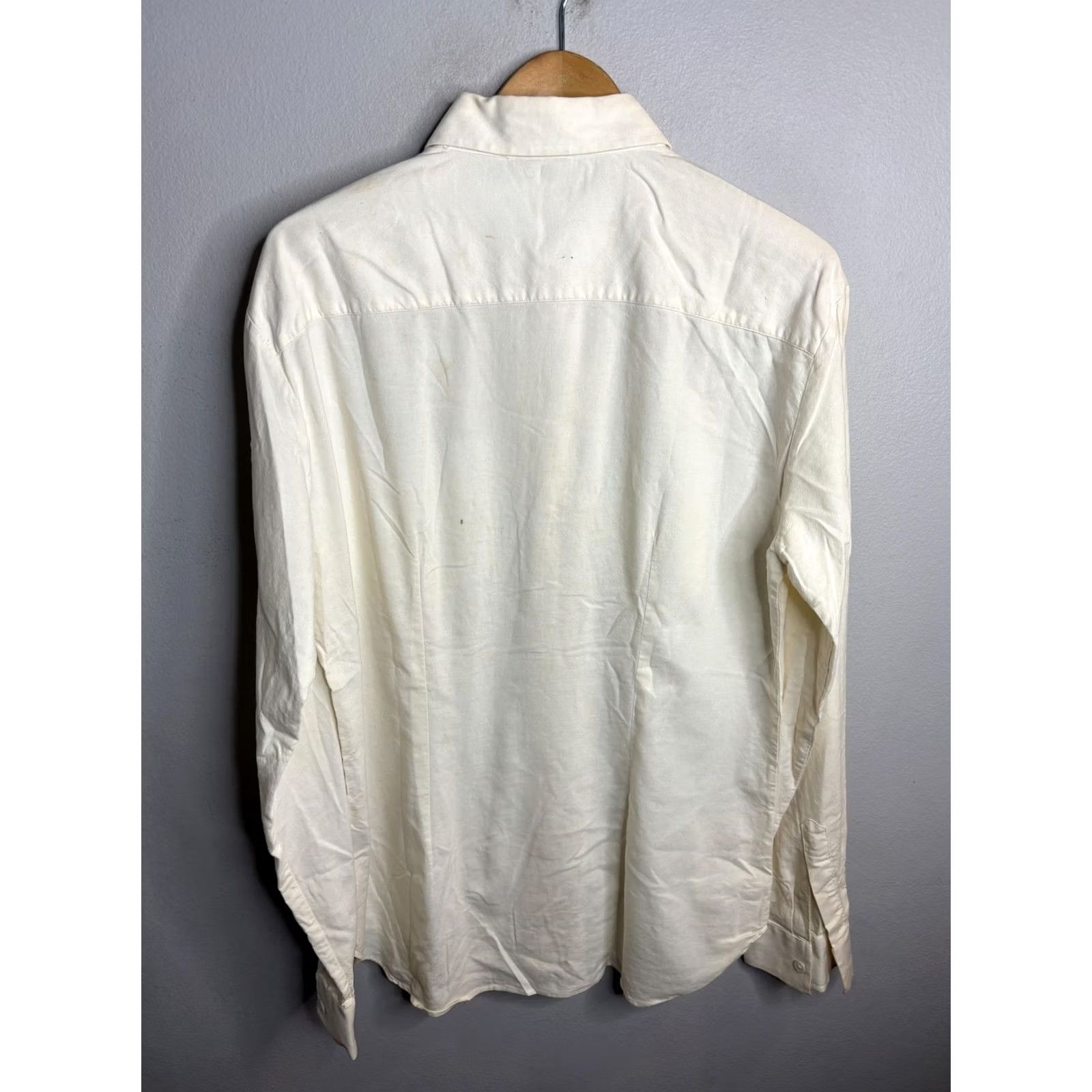 Logo 7 D&G Shirt Mens 36 White Button Down Long Sleeve Dress Classic Pocket Logo IVORY Size 36R - 5 Thumbnail