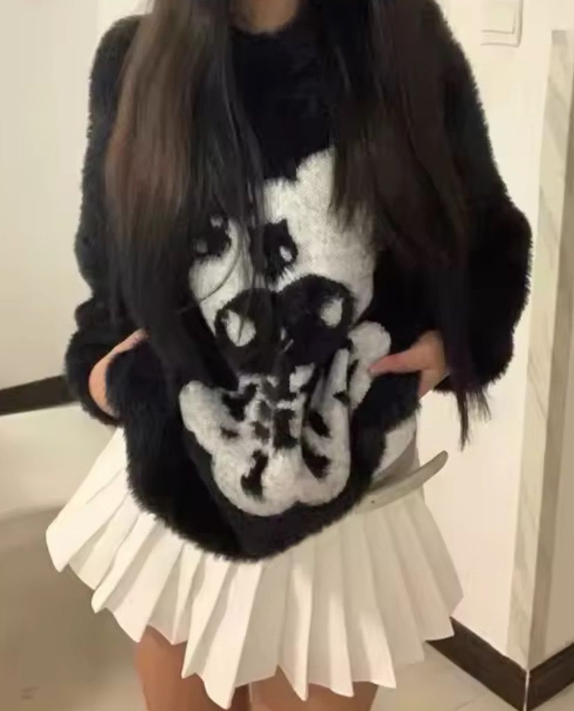 Japanese Brand Street Retro Anime Kuromi Jacquard Knitwear Size L / US 10 / IT 46 - 2 Thumbnail