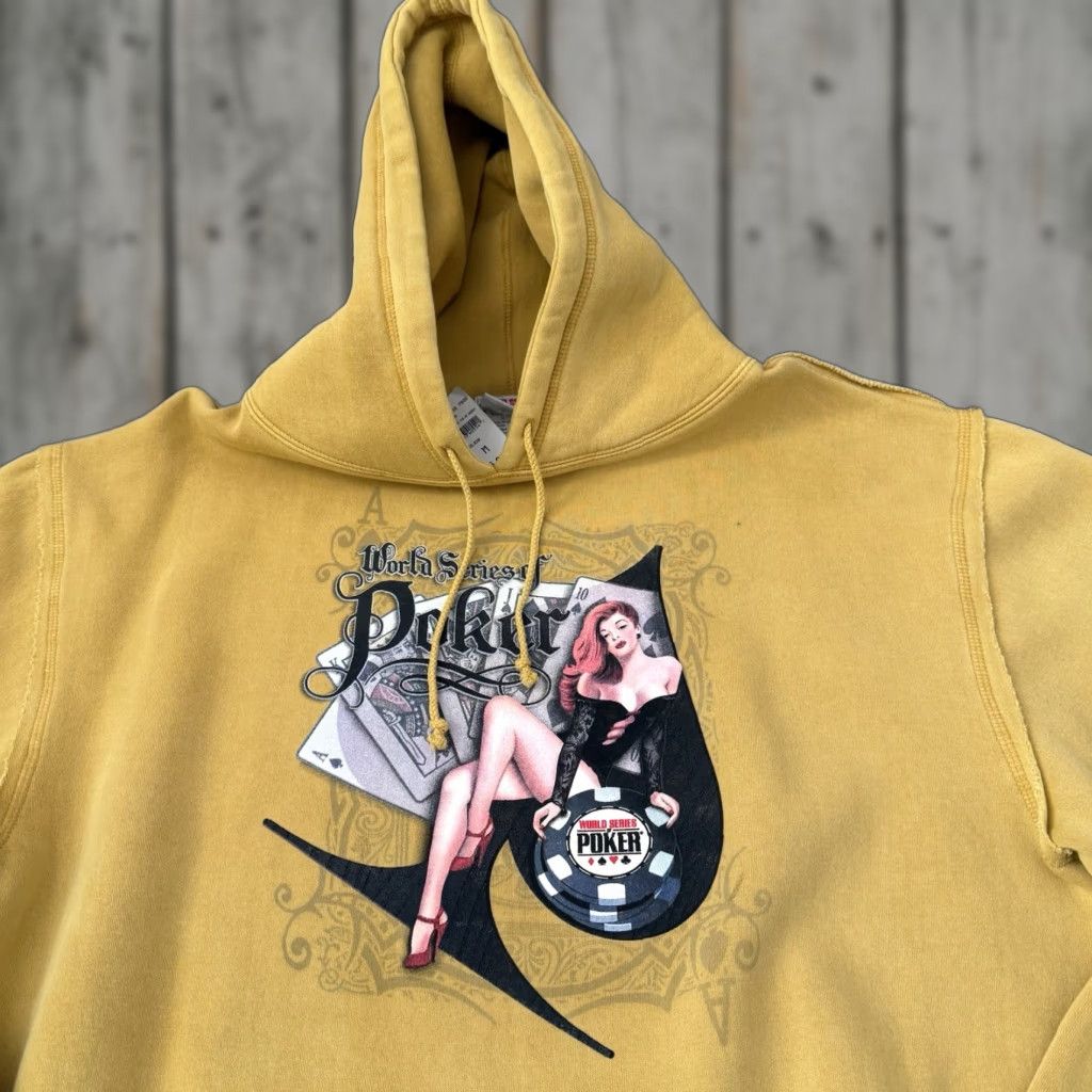 Vintage WSOP World Series Of Poker Oversized Hoodie Mens Sz Medium Dijon Gold Pullover NEW Size US M / EU 48-50 / 2 - 1 Thumbnail