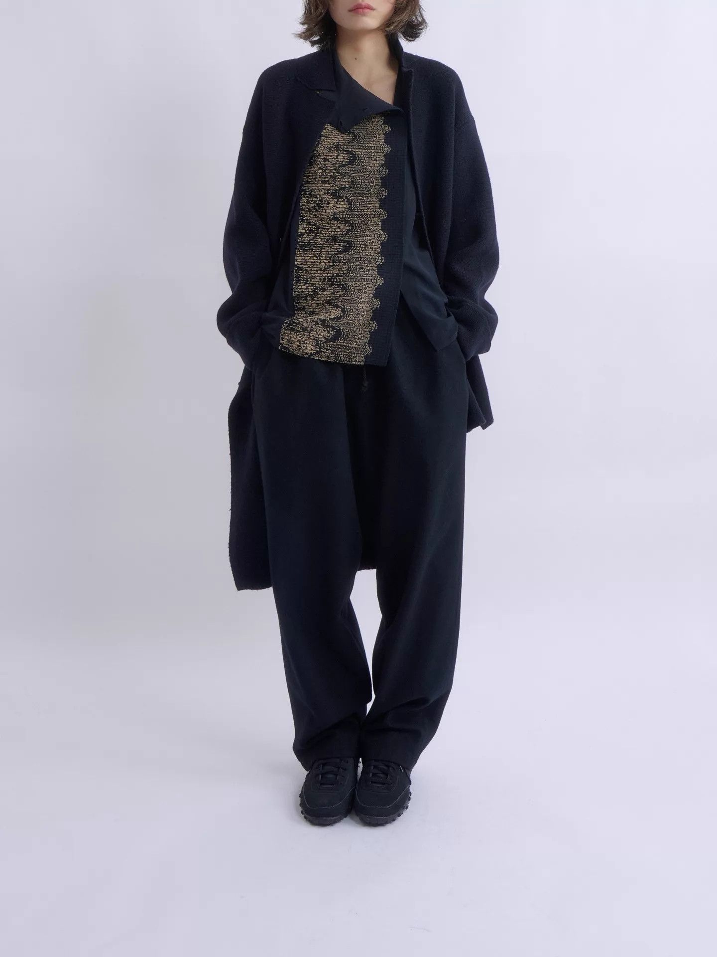 Yohji Yamamoto YOHJI YAMAMOTO 2015AW Men's Black Asymmetric Knit Jacket Size US L / EU 52-54 / 3 - 4 Thumbnail