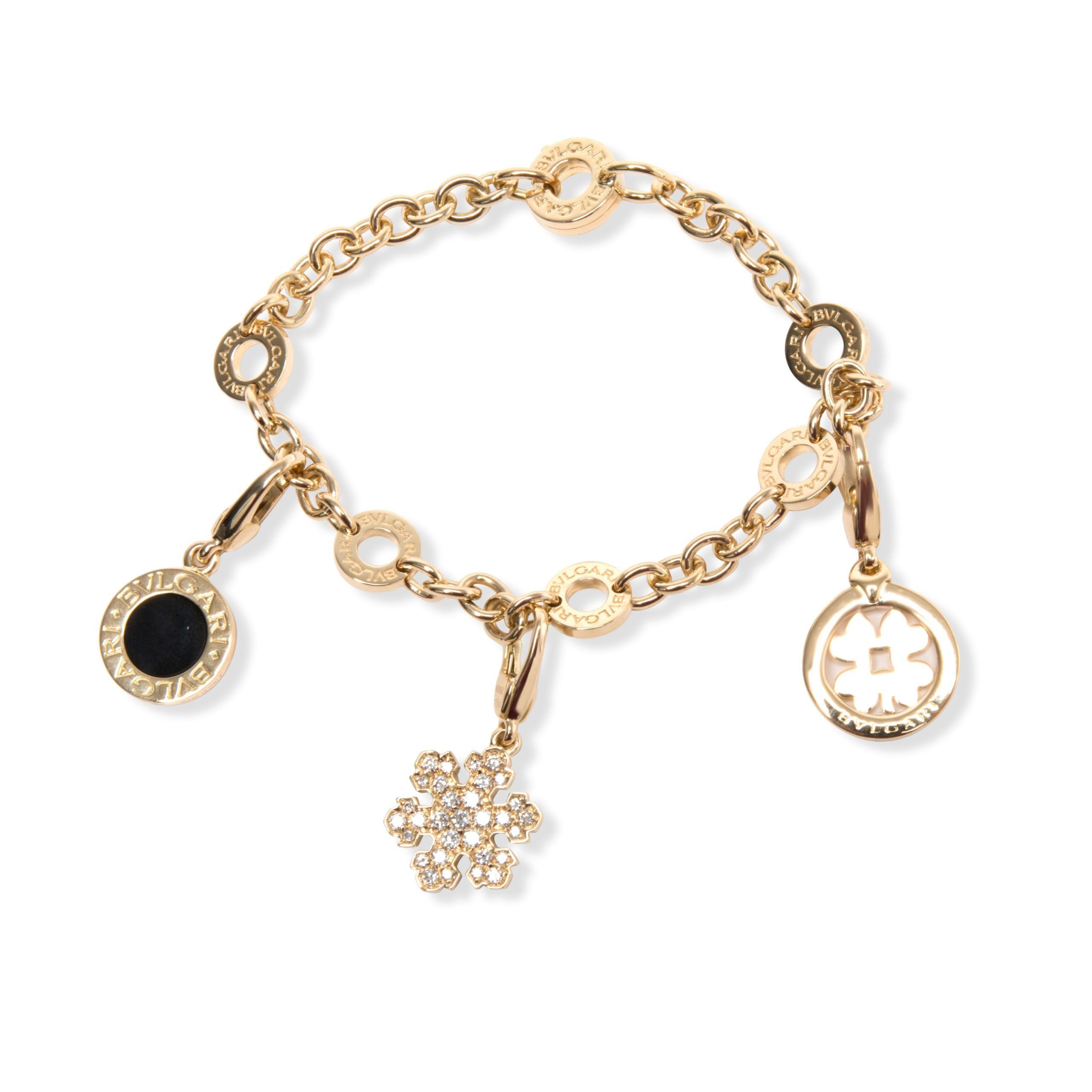 Bulgari Diamond Charm Bracelet in 18K Yellow Gold (0.35 CTW)