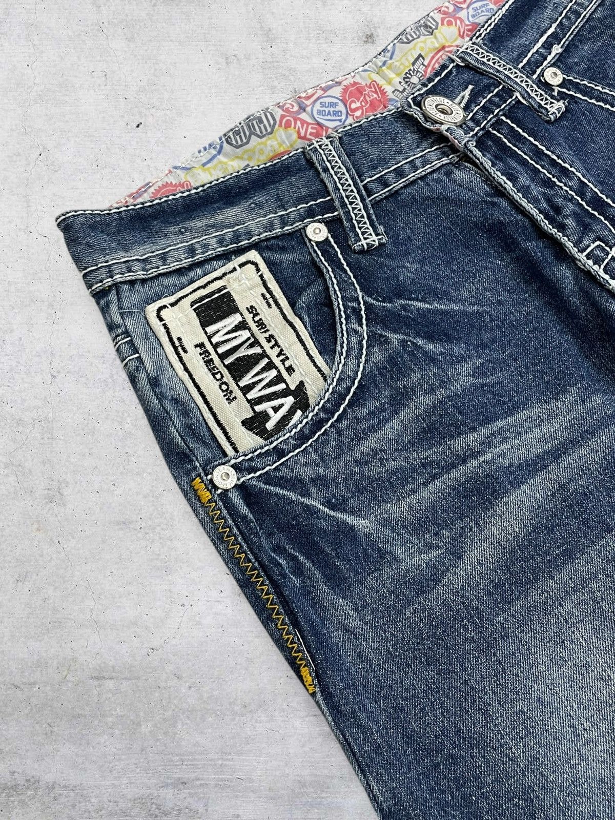 Hysteric Glamour VINTAGE BLUE MOON BLUE 1990S JAPAN DESIGNER GRAPHIC DENIM Size US 29 - 10 Thumbnail